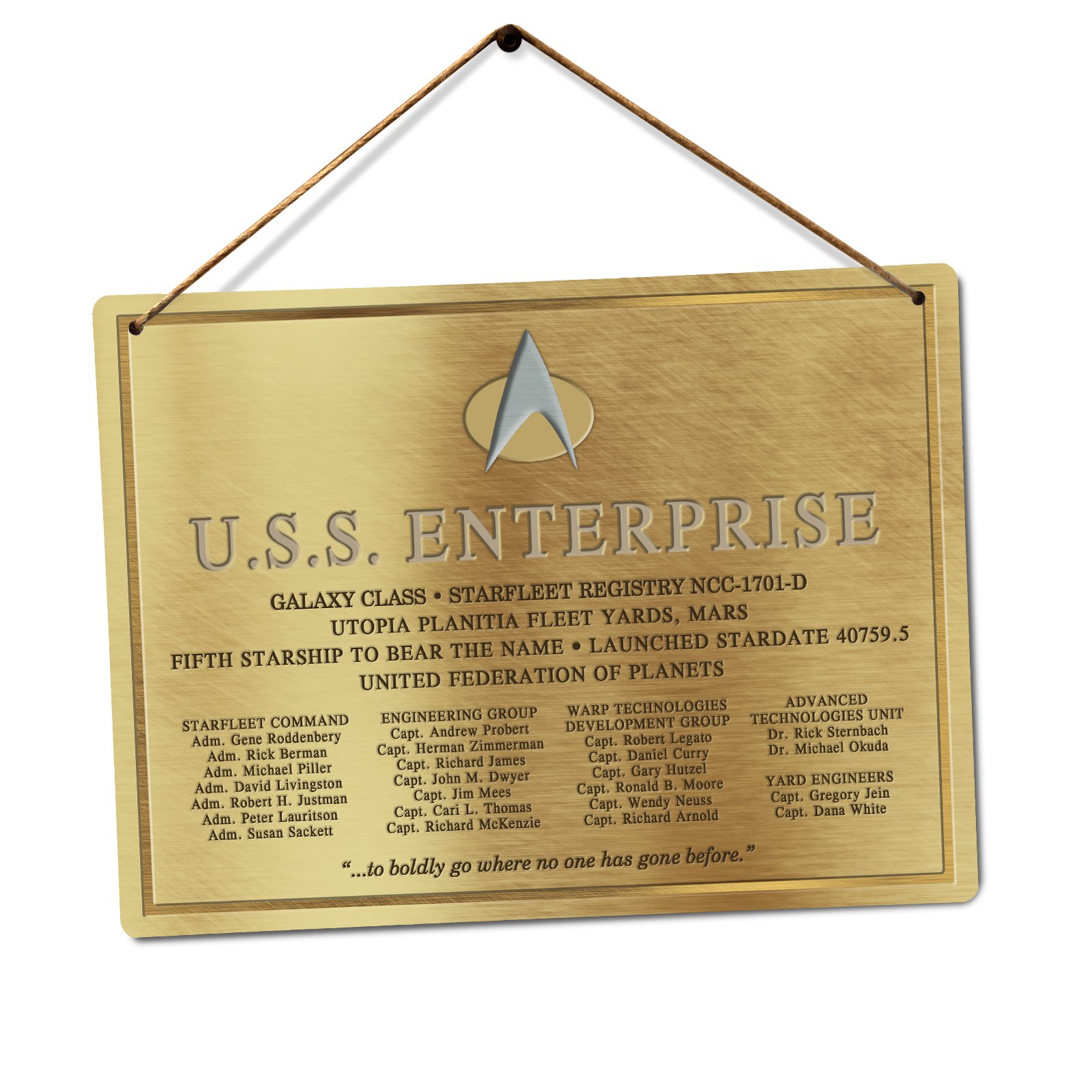 WTF | USS Enterprise Plaque | Twine - Metal Wall Sign Plaque Art Inspirational