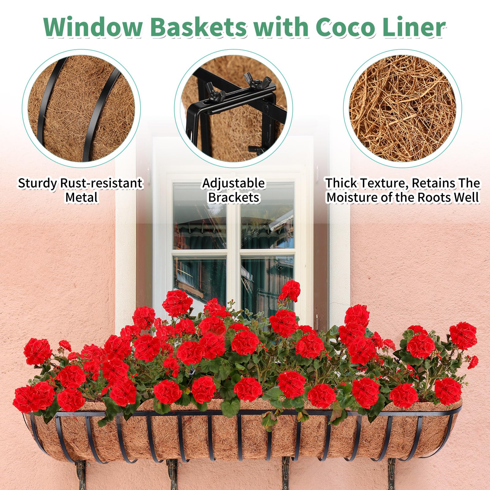 Deck Planter 2-Pack 48 Inch Window Box Planters With Coconut Liner ...