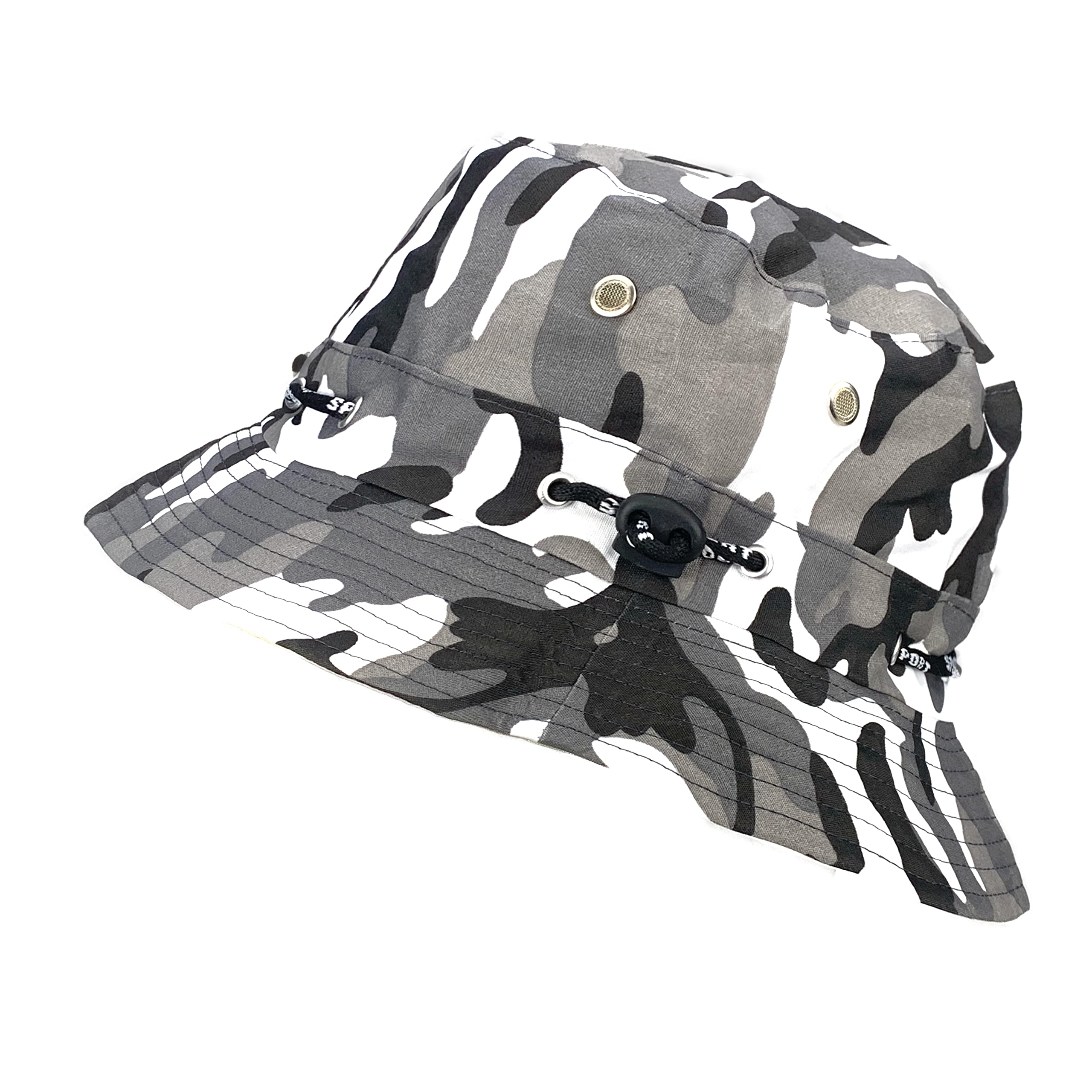Toutacoo Unisex Grey Camouflage Summer Hat, Sun Hat, Adjustable All Seasons Bucket Hat - (Grey Camouflage)