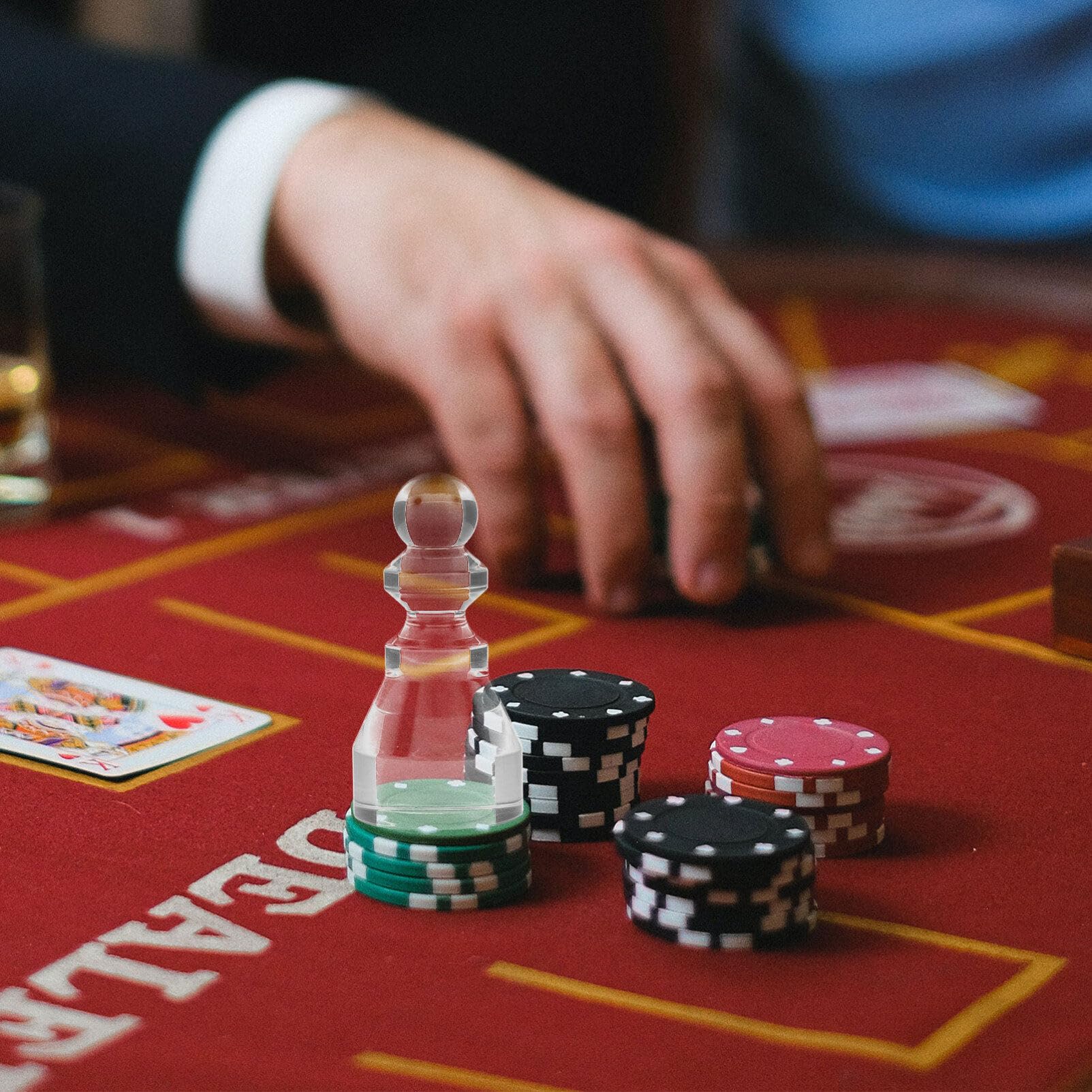 Yardwe Marcador ganador de póquer acrílico transparente 3.15X1.57 pulgadas columna estable para ruleta y póquer rueda marcador escenas de juego