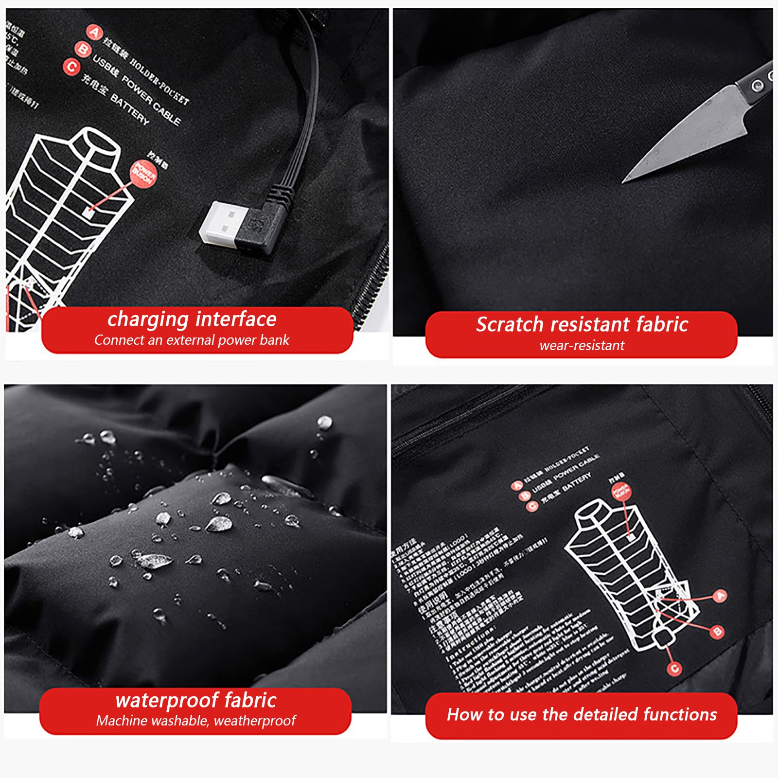 Gilet Riscaldato per Uomo 7 Zone di Riscaldamento Gilet Riscaldante Invernale Gilet Riscaldante Leggero da Uomo Gilet Caldo (Senza Batteria)