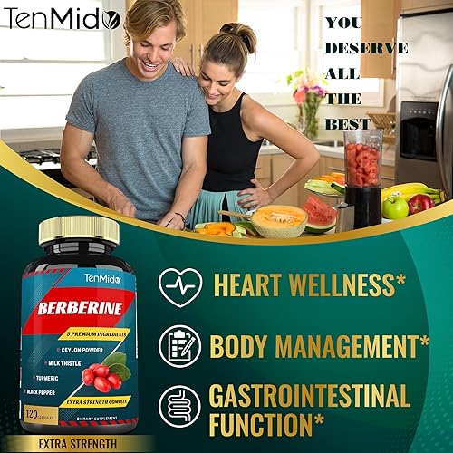Miniatura 6 de Cápsulas de extracto de berberina, suministro para 4 meses y Ceilán, cardo mariano, cúrcuma, pimienta negra | Apoyos para la función inmunológica,