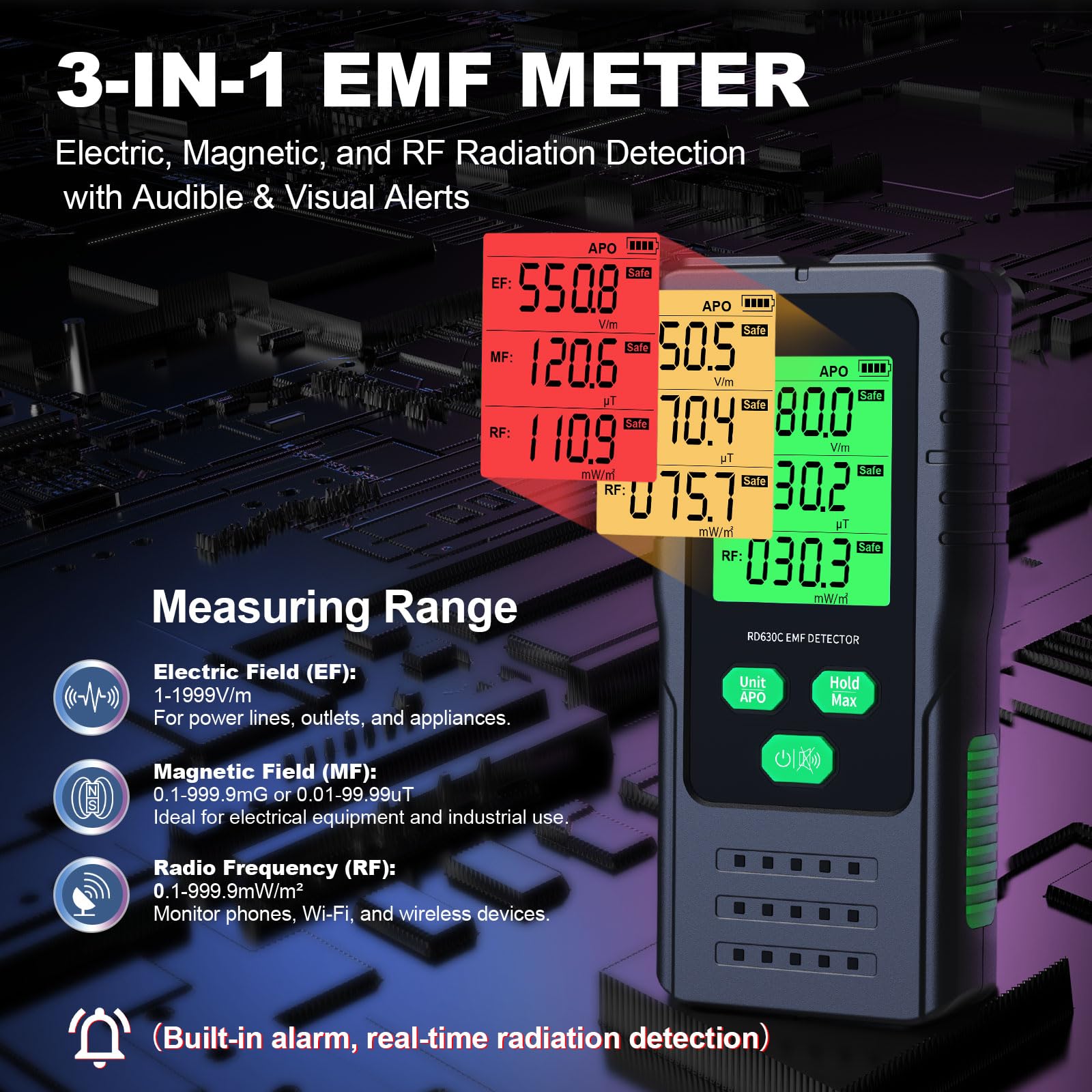 EMF Tester, Radiation Detector, Digital Electromagnetic Fields EMF Tester, Radiation Detector, Digital Electromagnetic Fields