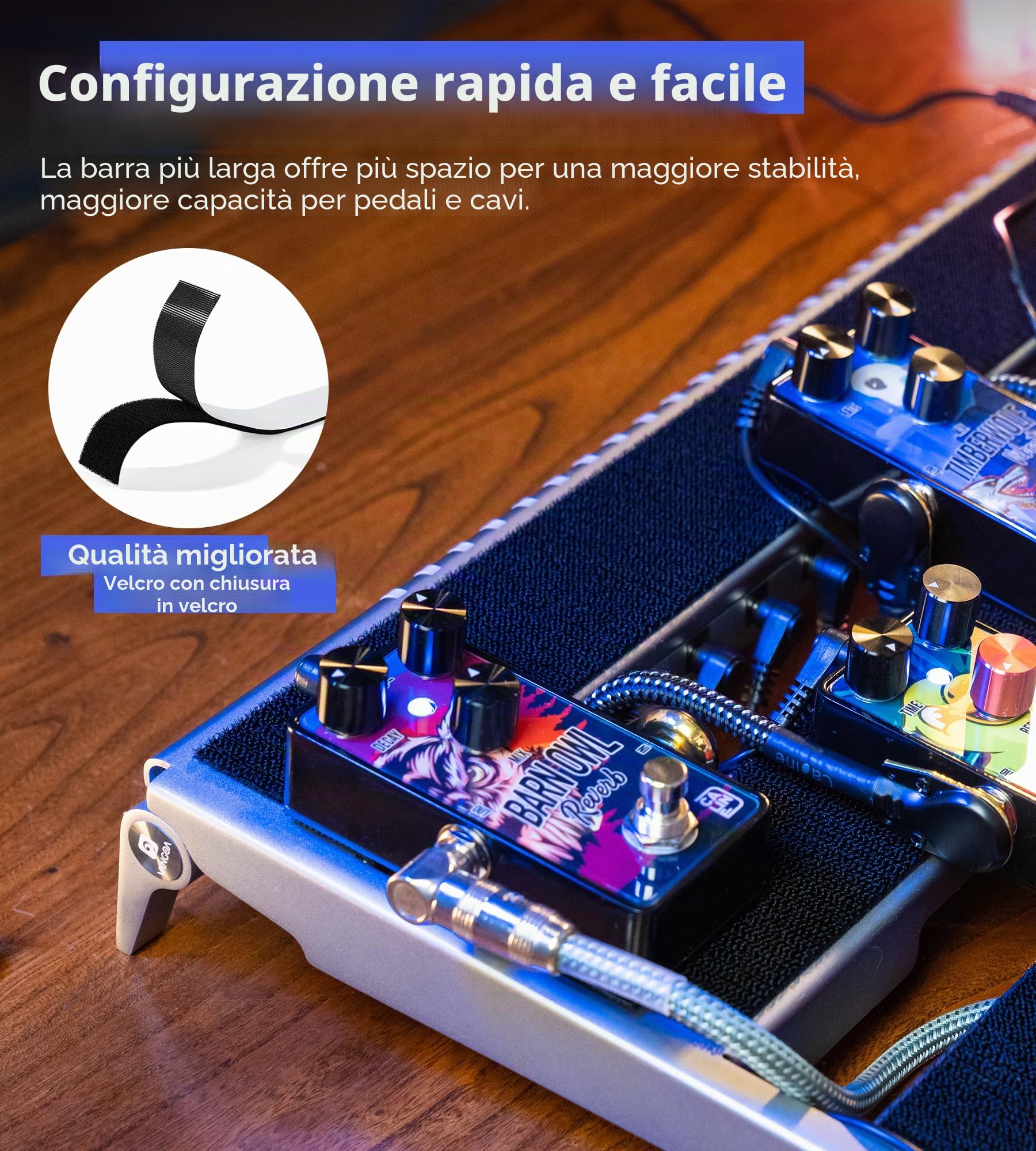 Vangoa Pedaliera per chitarra Pedalboard con Alimentatore Isolato,Incorporato PD-M in Alluminio, Piccola Pedaliera Portatile Pieghevole per Chitarra con Borsa per il Trasporto, Grigio