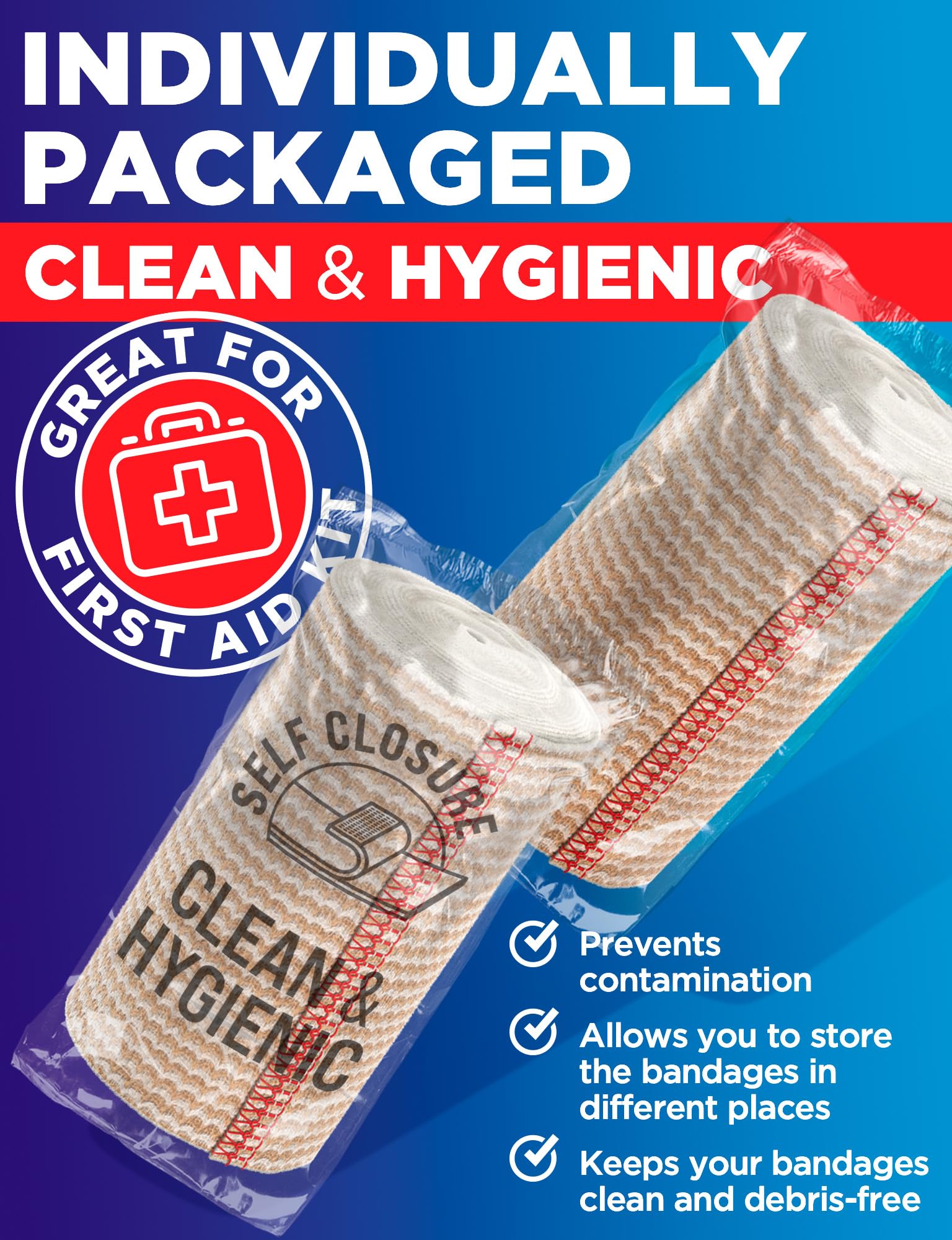 Premium Elastic Bandage Wrap - 3” (2pk) - Self-Closing Compression Bandage — Amazon image 7