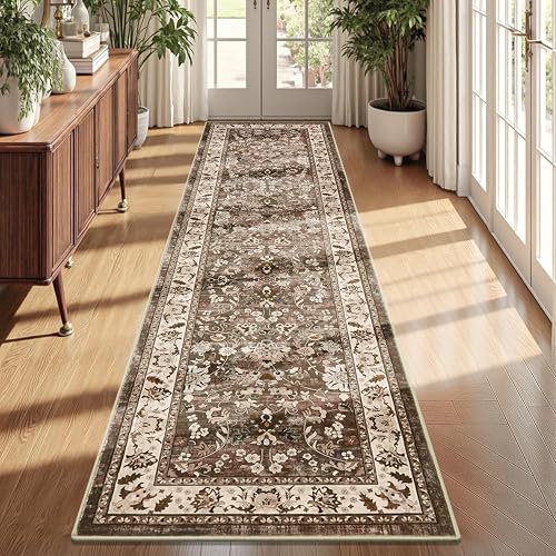 LOKHOM 2x8 Boho Non-Slip Washable Kitchen Rug Brown