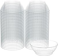 R-KAY 10 Oz Clear Plastic Bowls, 50 Pack - Heavy Duty Disposable Dessert & Ice Cream Bowls for Parties