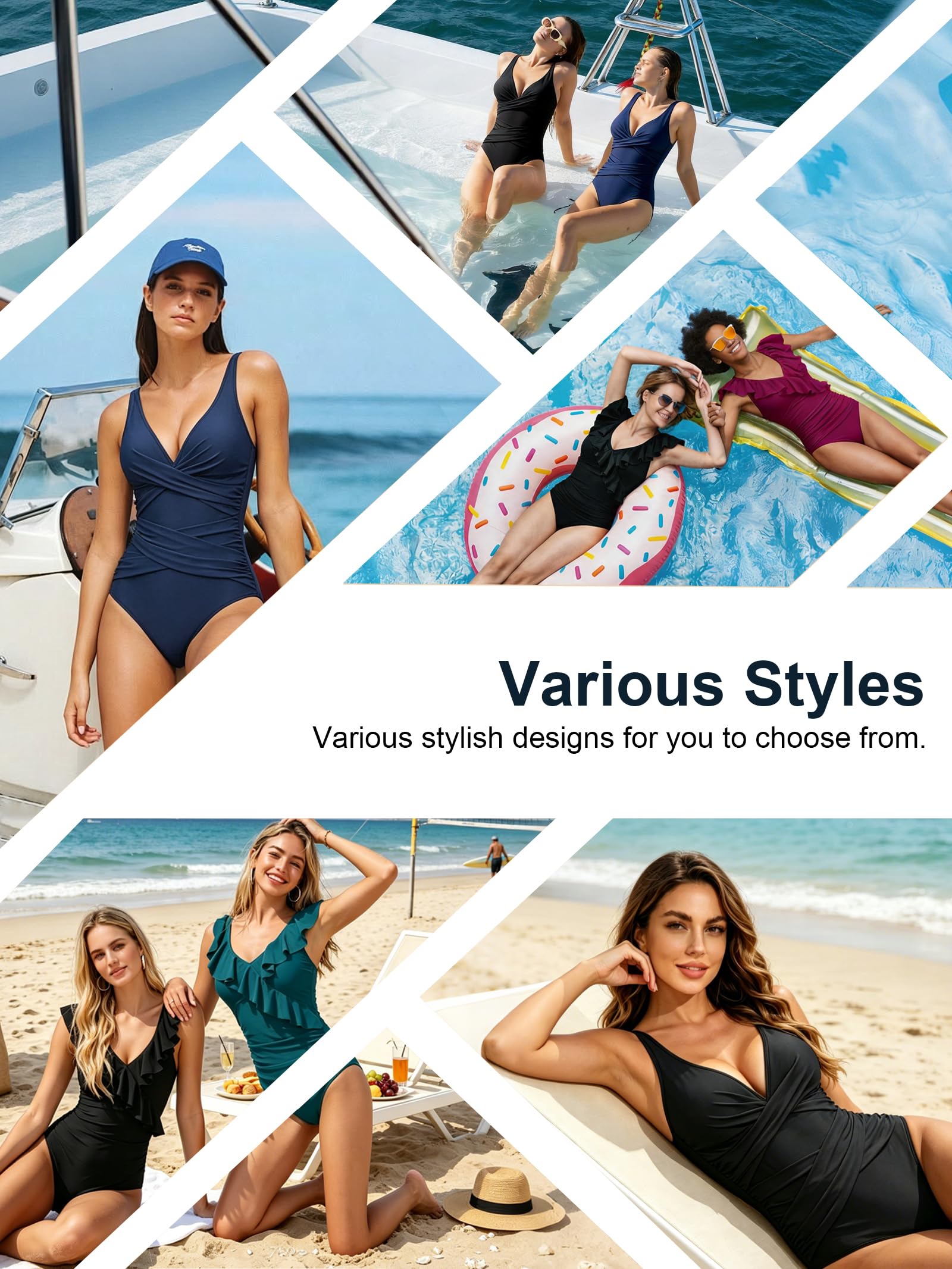 Bañador Mujer Moldeador Reductor Talla Grande,Control de Abdomen con Volantes,Escote V Cruzado,Bañador para Playa Piscina,Talla S-XXL