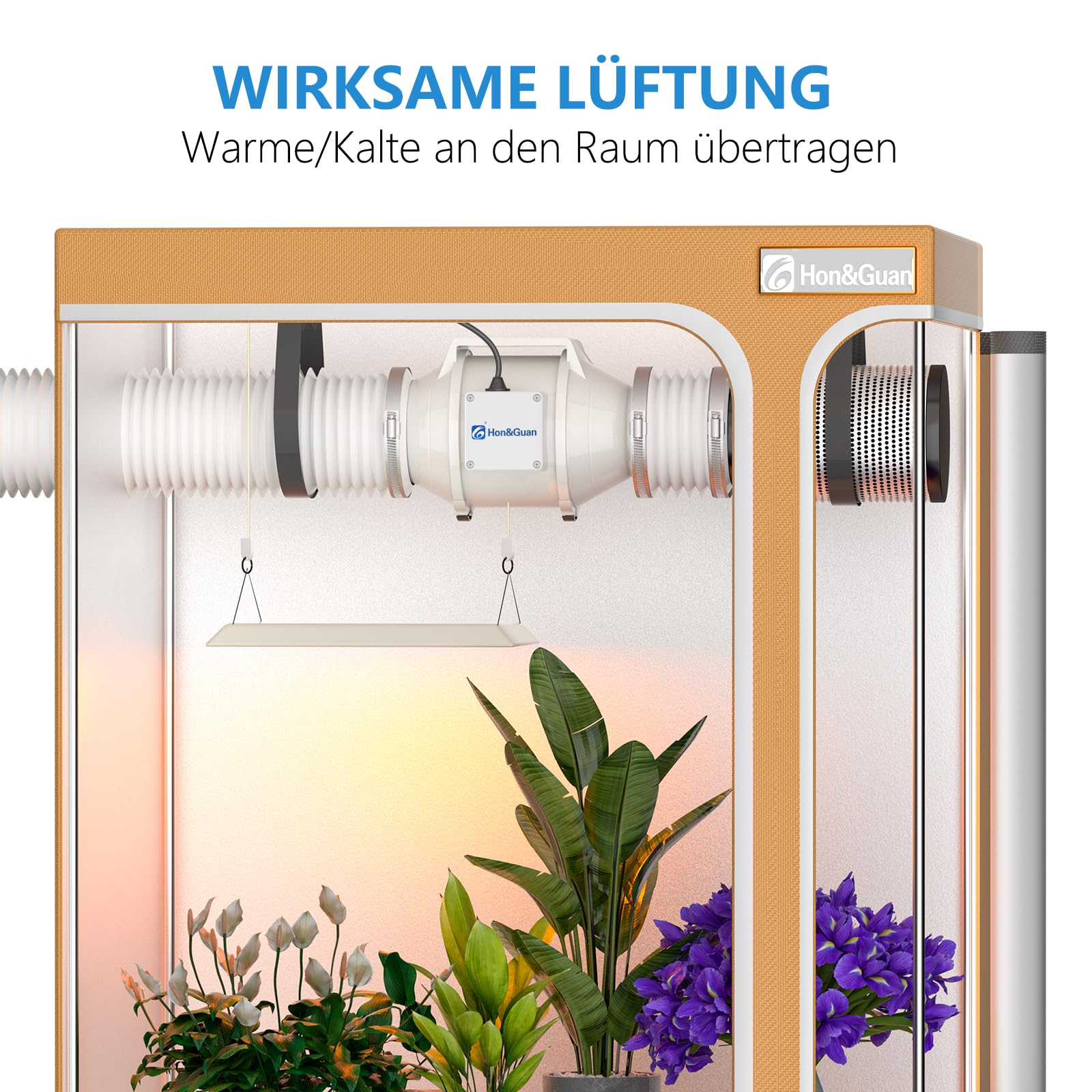 Hon&Guan 100mm EC Regelbarer Rohrventilator, 366m³/h Inline Rohrlüfter, Abluftventilator für Growbox Growzelte Belüftung Wachstumszelte Hydroponik Keller Garage Küche