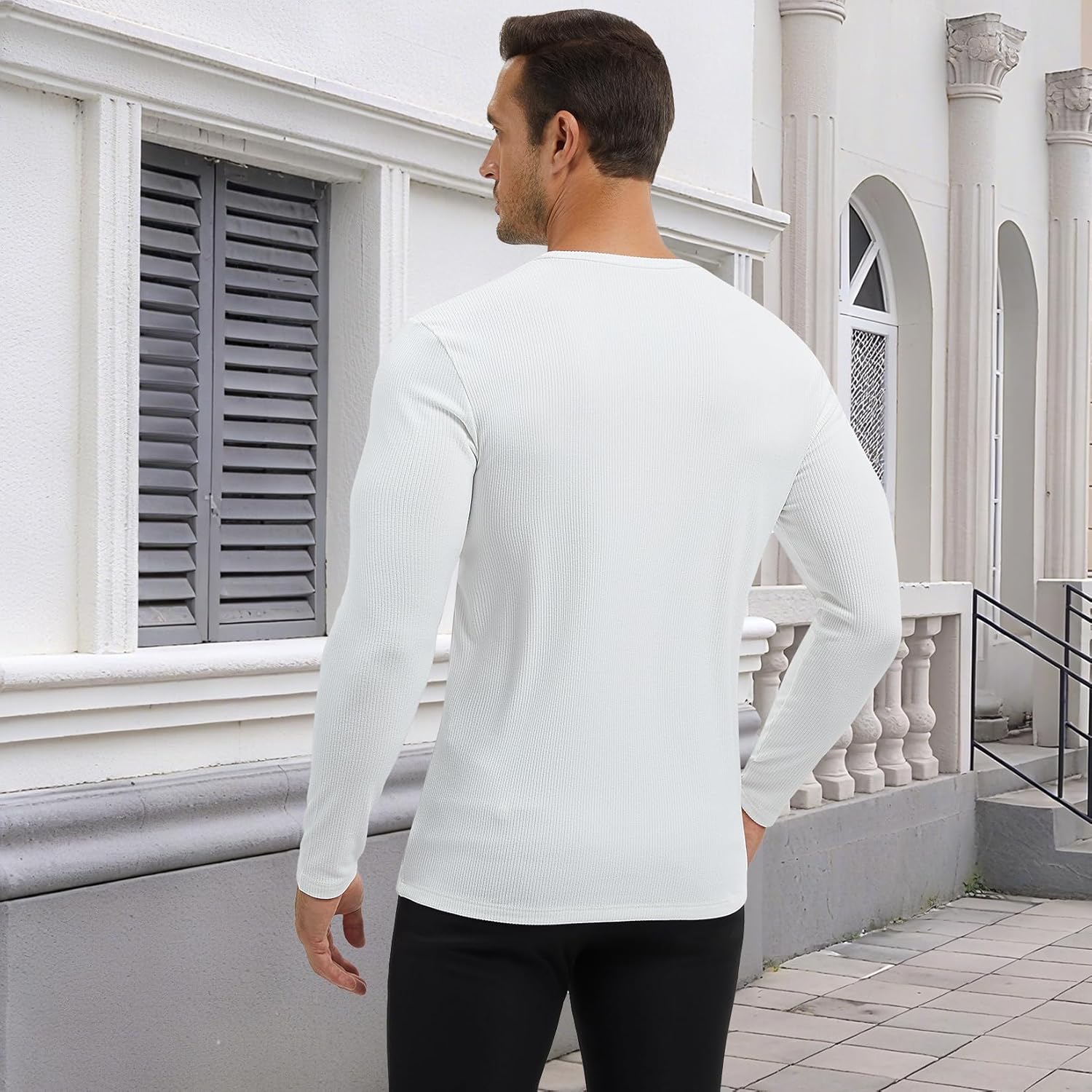 MISS MOLY Men's Long Sleeve Shirts Thermal Underwear Crew Neck T-Shirt Slim Fit Sweater Pullover Cold Top - Image 3