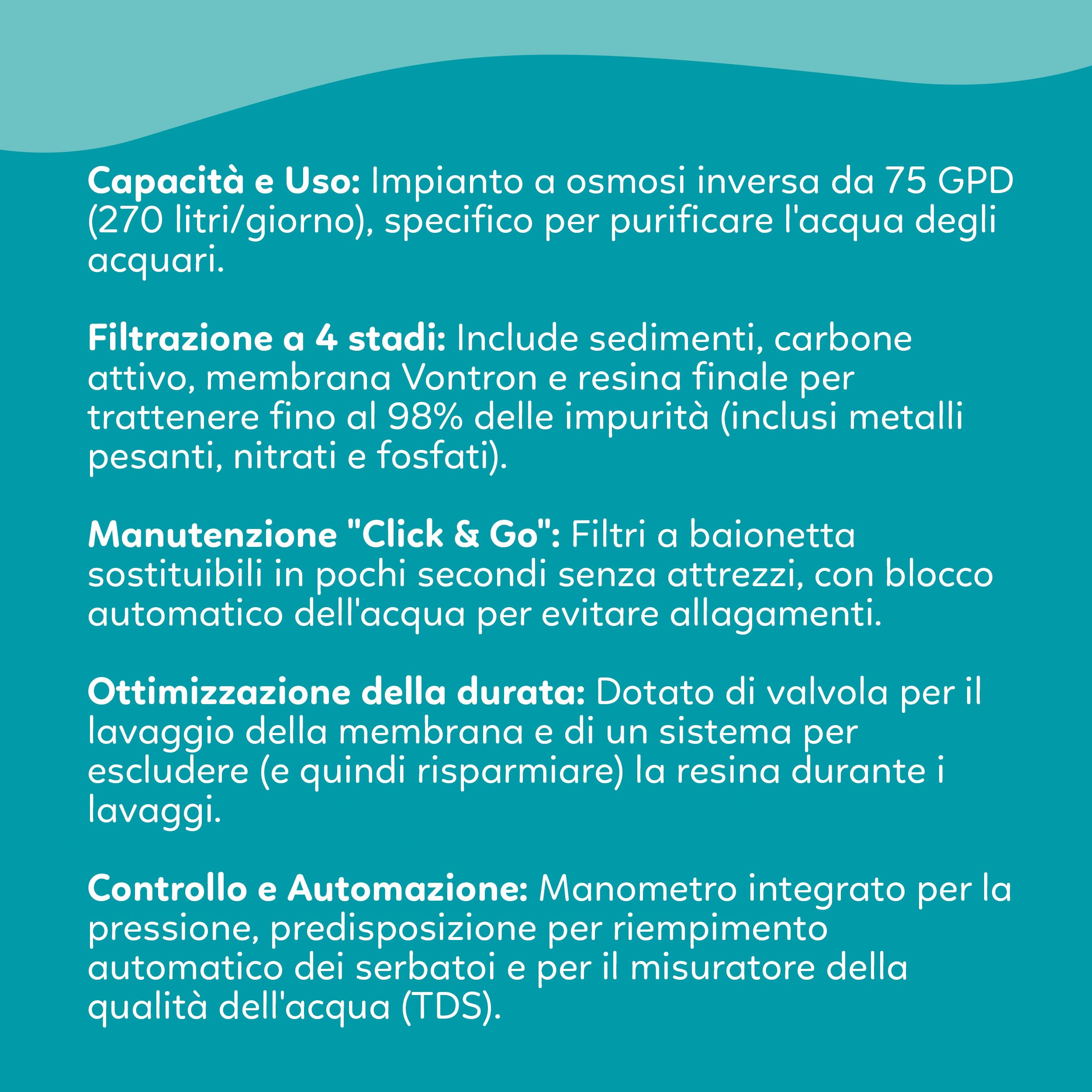 AQPET Impianto Osmosi Inversa 270 L/Giorno Professionale Twist PRO con Membrana Vontron, Sistema Twist a Sgancio Rapido, 4 Stadi con Resina Deionizzante, Flush Valve, Manometro e Predisposizione TDS