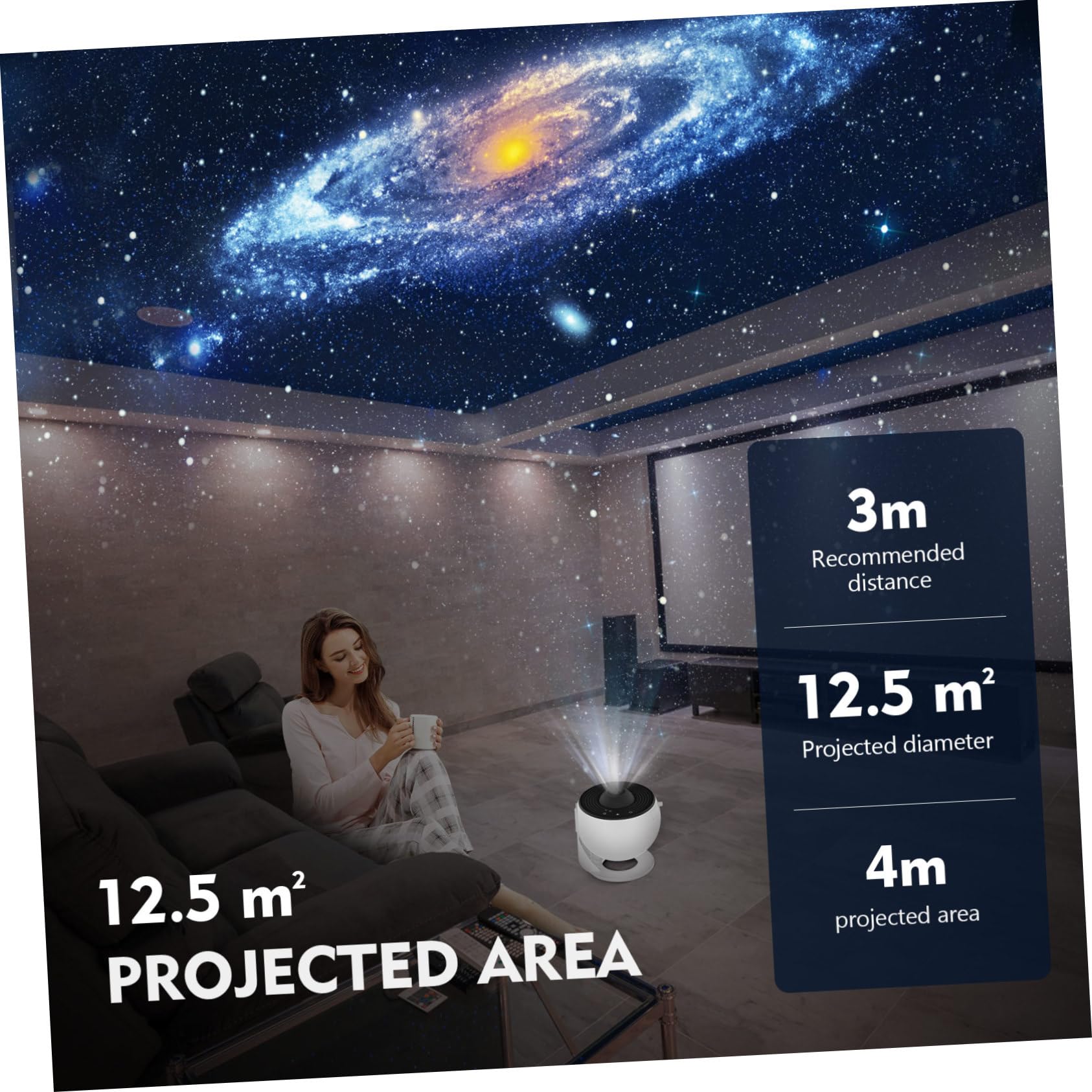 Housoutil Proyector de Estrellas de Nebulosa 1 Set Abs PC con Luz Nocturna | Rotación 360°, Silencio bajo 30 Db, 12 Discos y Cable Usb, Blanco