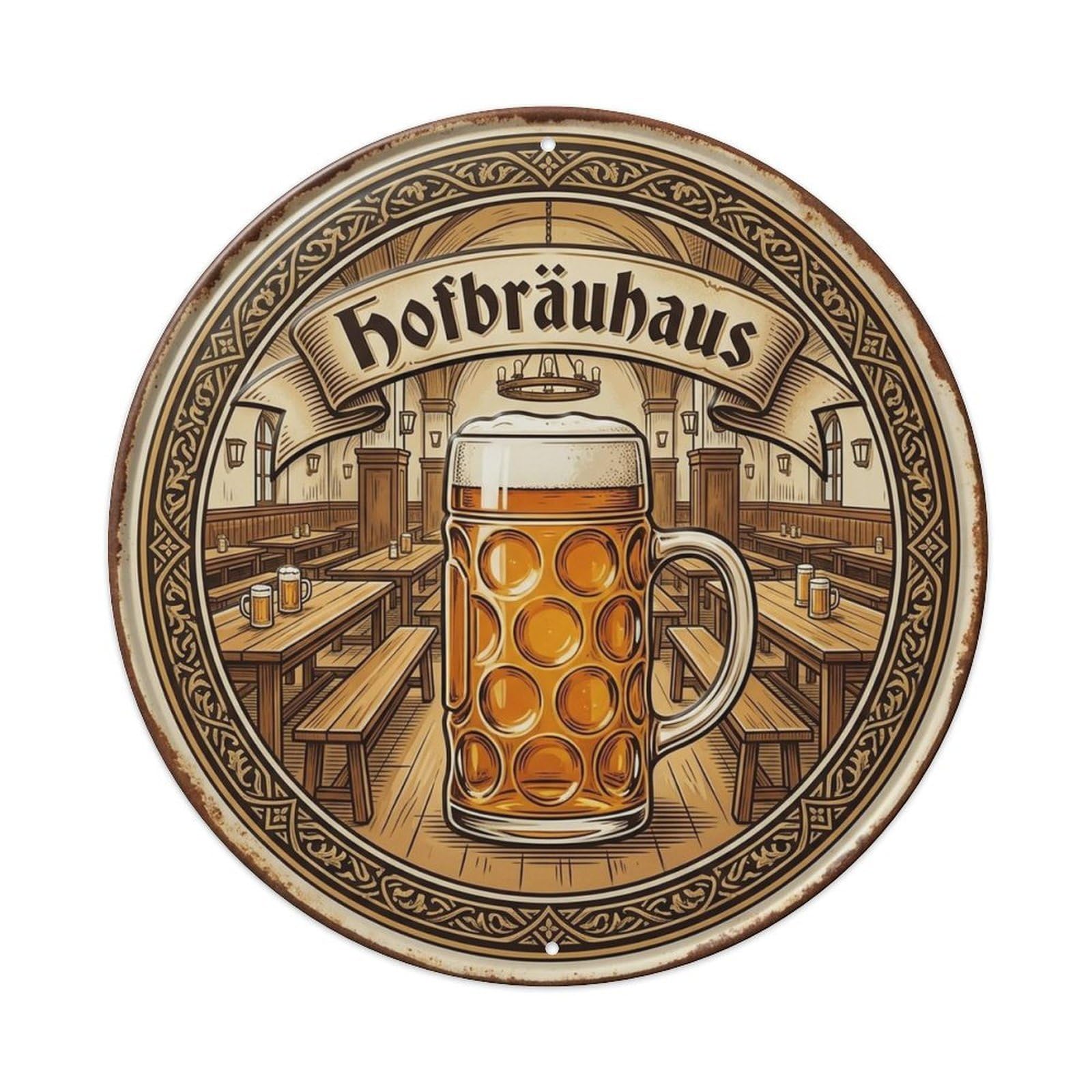 Amber Lager Hofbrauhaus Room Beer Metal Tin Sign