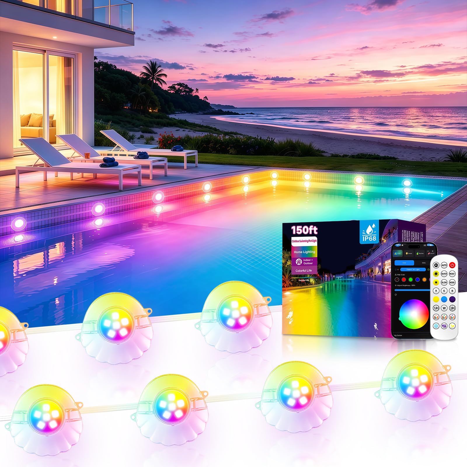 Photo 1 of AHAWILL 150FT RGB Pool Lights