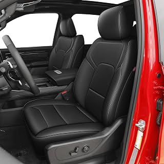 Custom Fit Seat Covers for Dodge RAM 1500 2019 2020 2021 2022 2023 2024 2025 Leather Cars Seats Cover Full Set Black