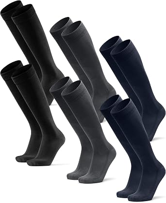 DANISH ENDURANCE Knee-High Dress Socks for Men & Women, 3-Pack