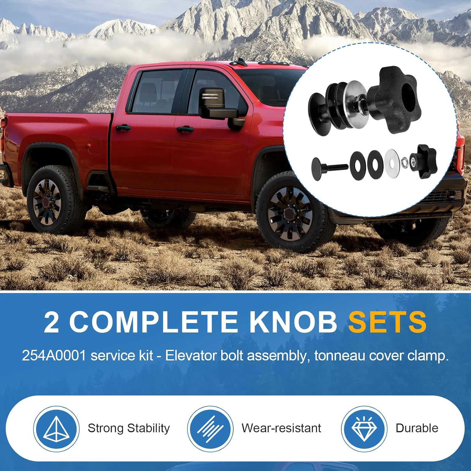 254A0001 Tonneau Cover Clamp Service Kit, Elevator Bolt Assembly, Replacement for BAKFlip MX4 G2 Parts, Universal Fit for Hard Folding Truck Bed Tonneau Cover, 2 Pack