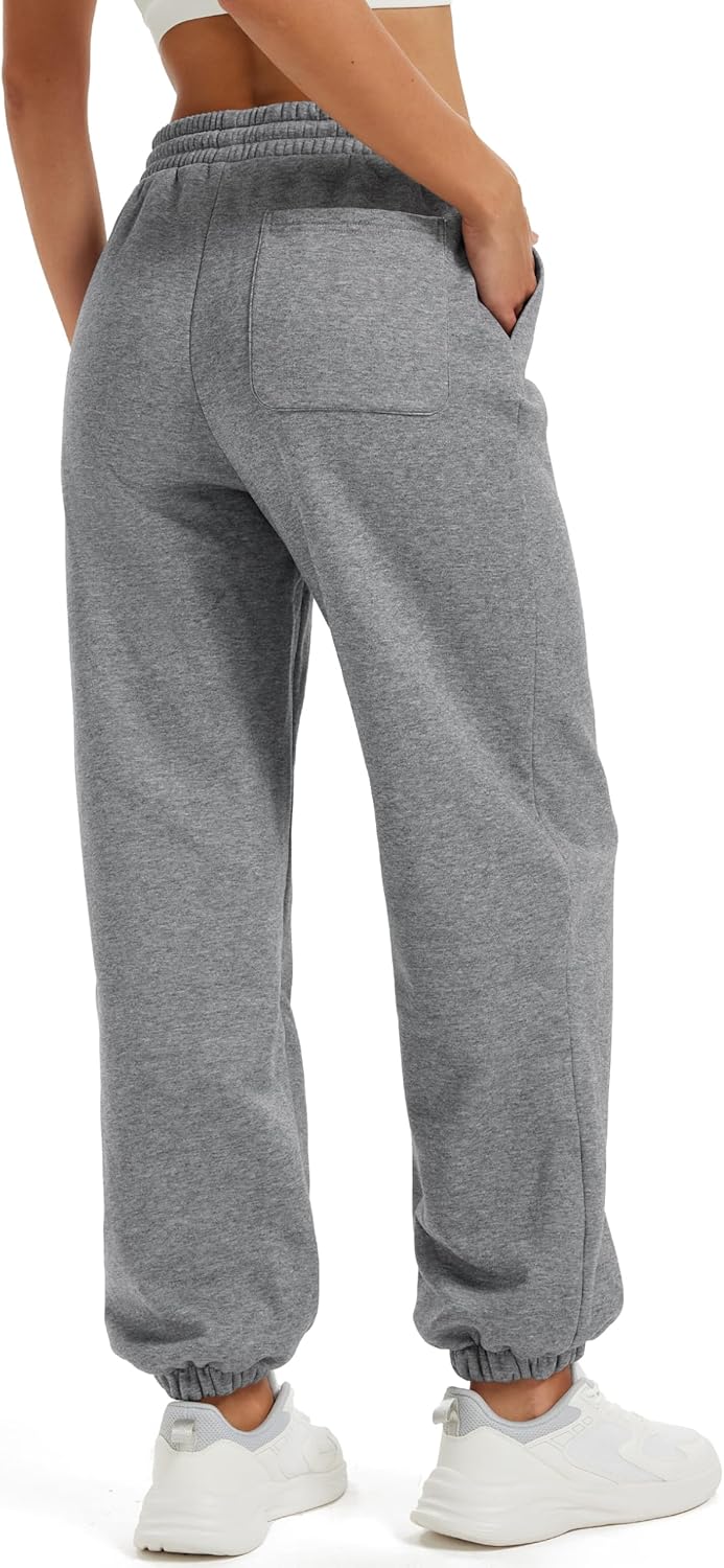 MAGCOMSEN Women's Fleece Lined Joggers Winter Baggy Sweatpants with Pockets Thermal High Waisted Casual Athletic Pants - Image 2