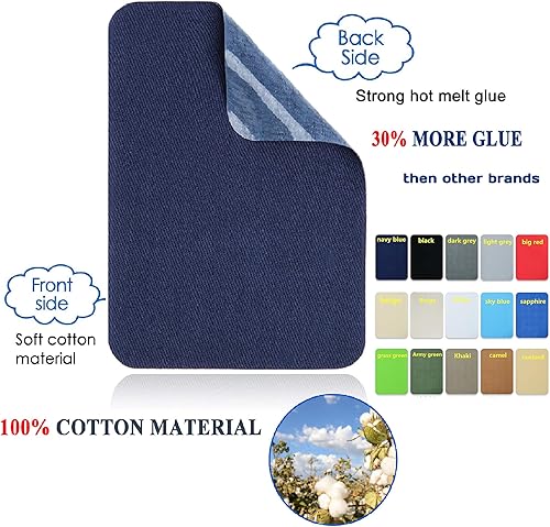 Vista 12 de Parche de reparación termoadhesivo para ropa, pantalones, reparación y decoración, tamaño de 3 x 4-1/4 pulgadas, 12 unidades, color gris claro Gris