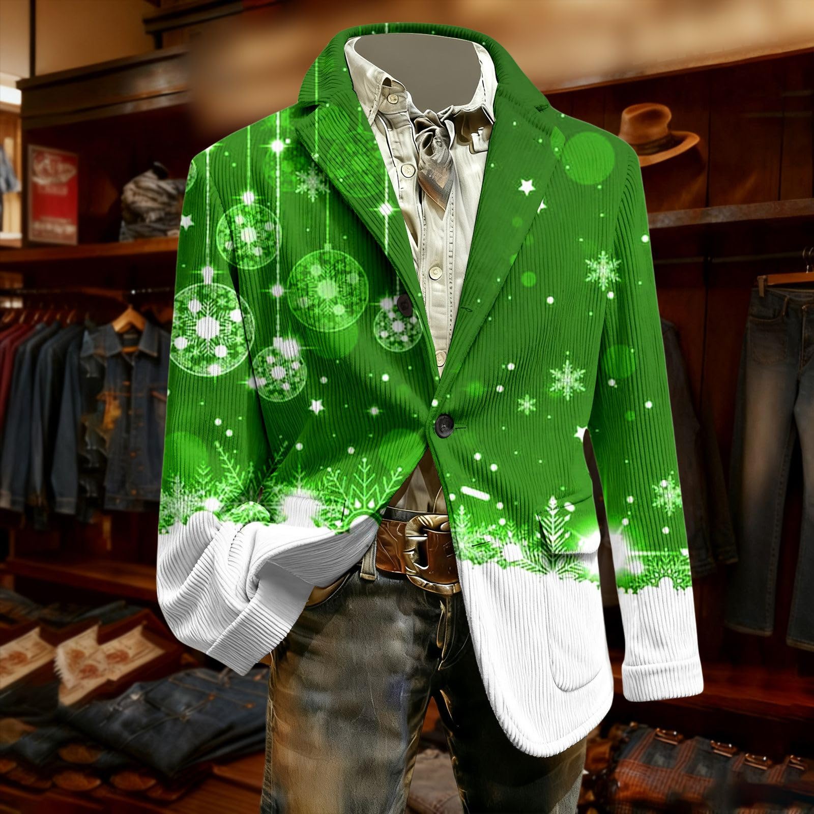 Elegante giacca a coste con stampa per occasioni festive, feste e feste di Natale. Blazer formale da uomo in morbido misto cotone, ideale da abbinare a jeans per un look elegante