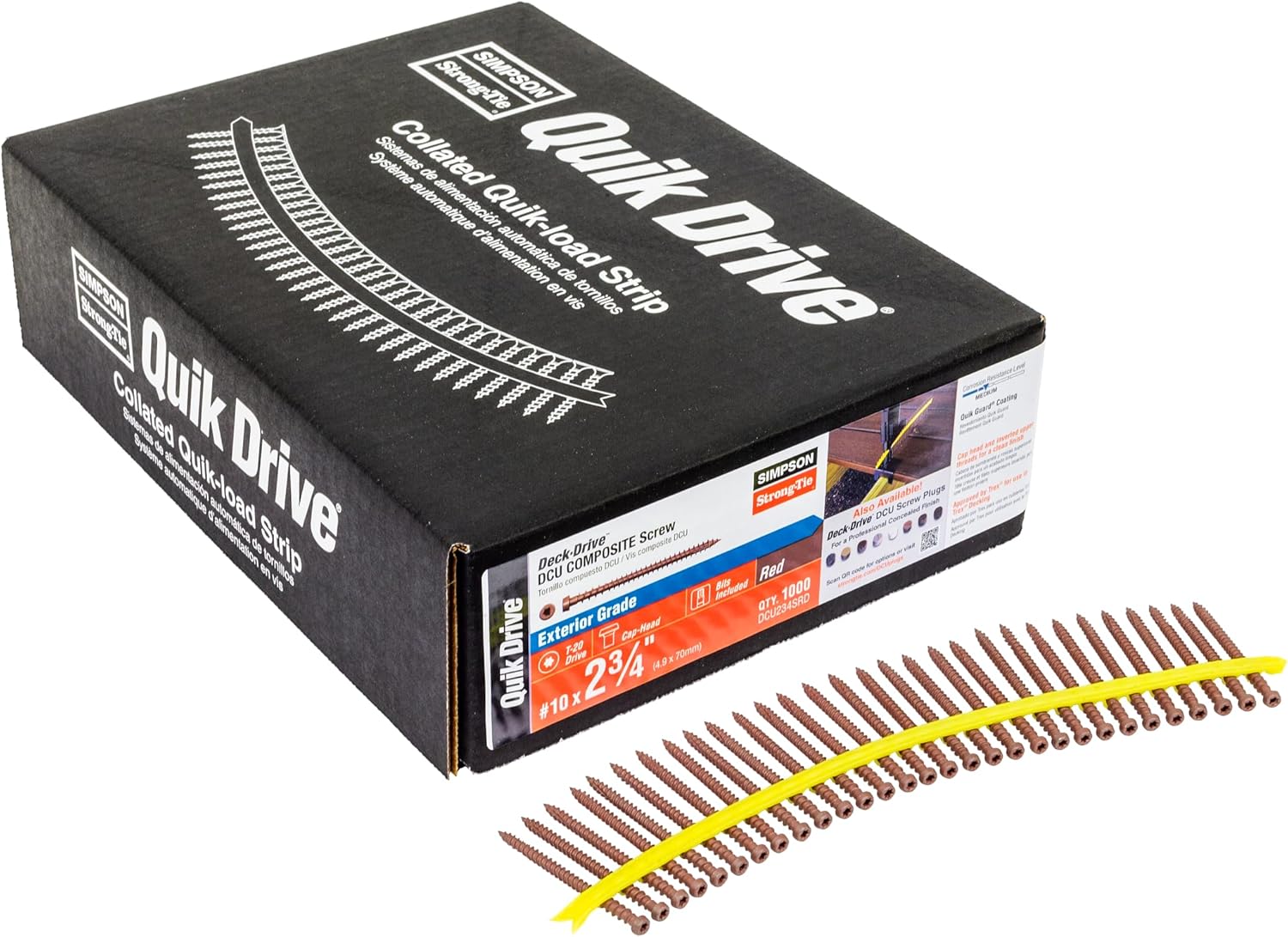 Simpson Strong-Tie DCU234SRD Deck-Drive DCU Composite Screw (Collated) #10 x 2-3/4 in. Quik Guard Red (1000-Qty)