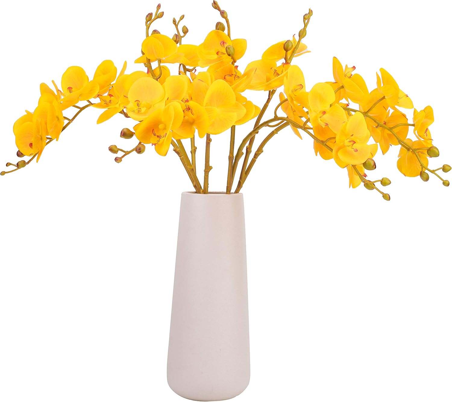 BOMAROLAN Artificial Flowers Faux Butterfly Orchid 4 Pcs Real Touch Double Branch Silk Flowers for Wedding Home Office Party Hotel Yard Decoration Restaurant Patio Festive Furnishing (Yellow)