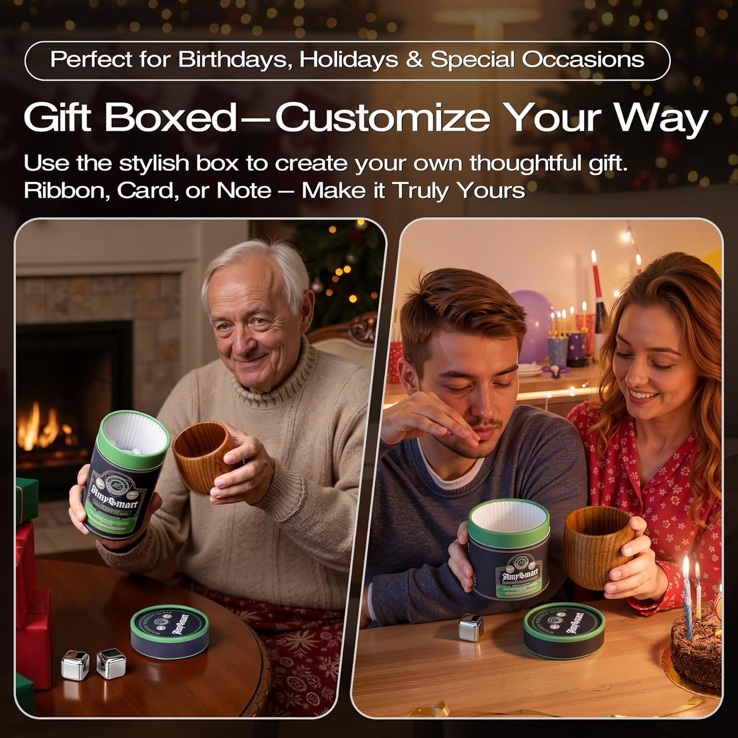 Handcrafted Wooden Whiskey Glass with Gift Tube – Charred Old Fashioned Glass,Charred Bourbon Drinking Cup | Unique Whiskey Gift for Men, Dad, Husband, Friends, Birthday & Holiday (1 Pack Charred) - Image 7