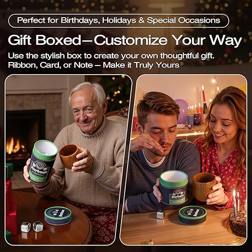 Miniatura 6 de Vaso de whisky de madera hecho a mano con tubo de regalo, vidrio carbonizado a la antigua, taza de bourbon carbonizado, regalo único de whisky para