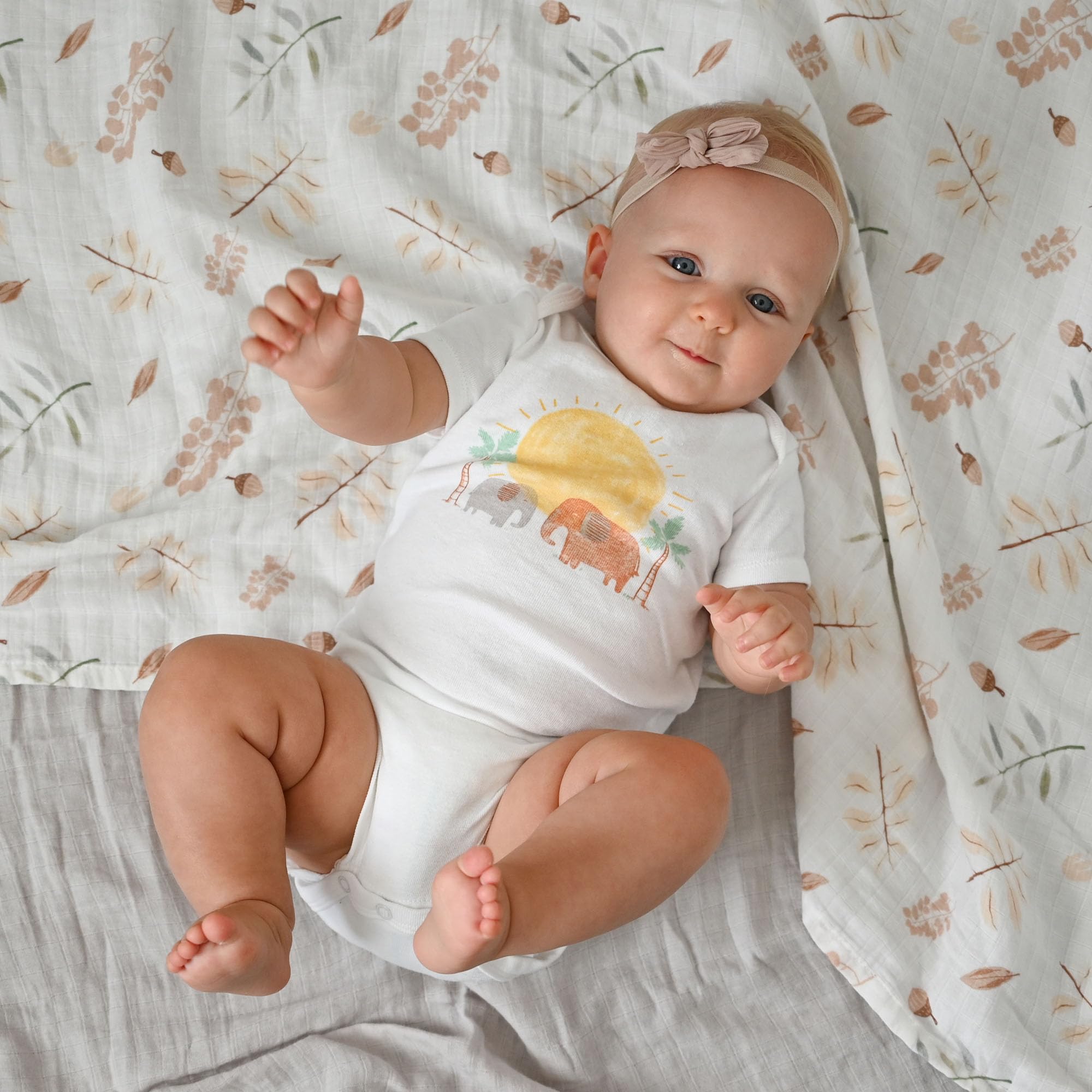 POMISO Baby Swaddle Blankets - 100% Cotton Muslin, 47x47 Inches | Unisex Receiving Blankets For Newborns In Earth Tones
