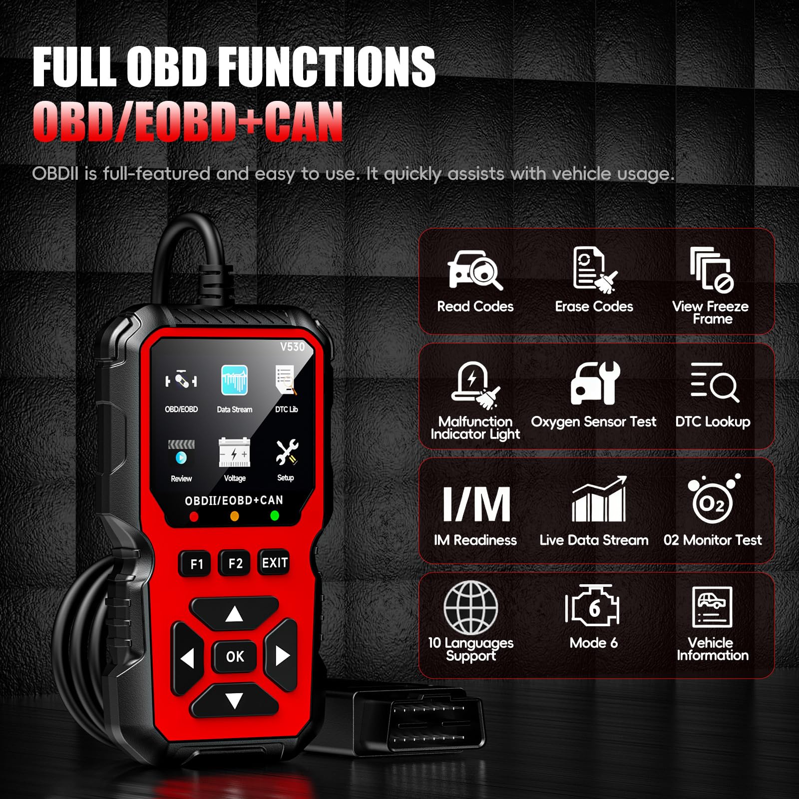 OBD2 Diagnosis para Hyundai Kona 2017 2018 2019 2020 2021 2022 2023 2024 2025 2026, Rápido Lectura Códigos Error, Portátil Diagnosis, Fiable Datos en Tiempo Real, Scanner OBD2,Red