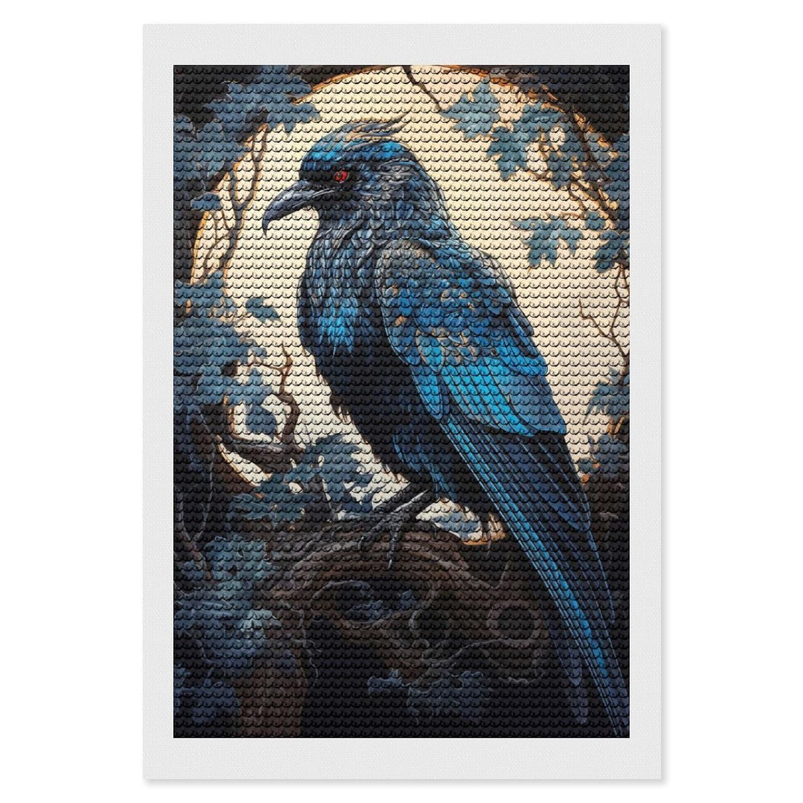 Junmoney Mystical Crow Diamond Painting Set 8"x12", Full Kit Included, Sparkling Round Gems, Farmhouse Decor, Festive Craft Gift