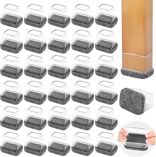 Miniatura 19 de 24 protectores rectangulares de suelo para patas de silla con fieltro, pequeñas tapas de silicona para patas de sillas para suelos de madera dura
