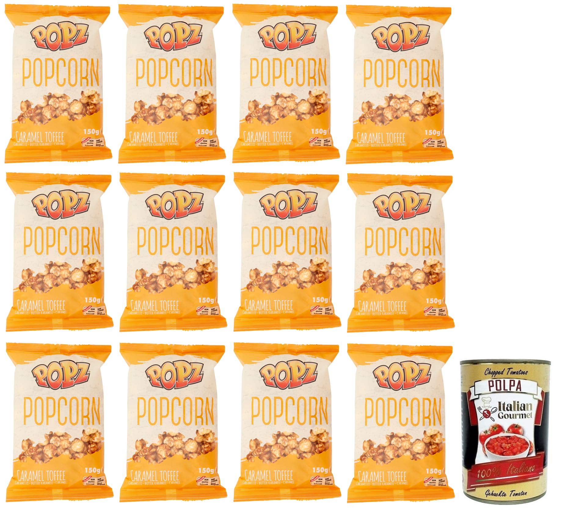 Italian Gourmet Popcorn Caramel Toffee al Burro Karamell Beutel 12 x 150g