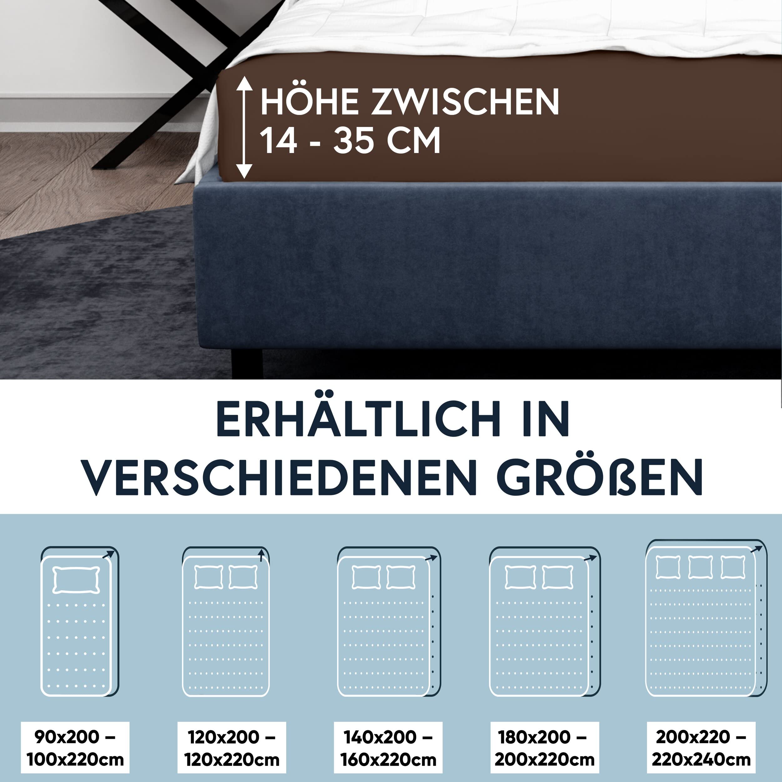 Lenzuolo Sotto Con Angoli Elasticizzati - Jersey Stretch 230 G/m², Cotone, Per Materazzi 14-35 Cm, Dunkelblau - Foto 9