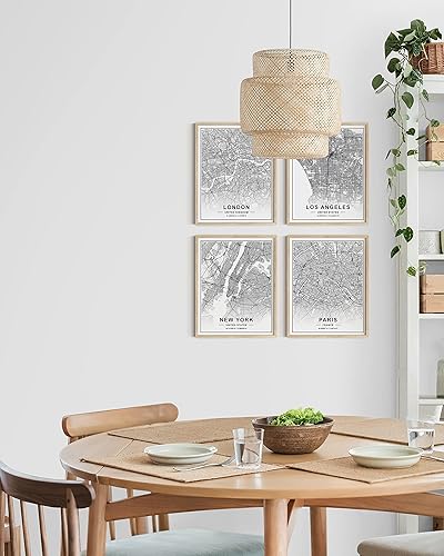 Miniatura 4 de HAUS AND HUES Arte de pared en blanco y negro, juego de 4 cuadros en blanco y negro de arte de pared de la ciudad, decoración de pared de París,