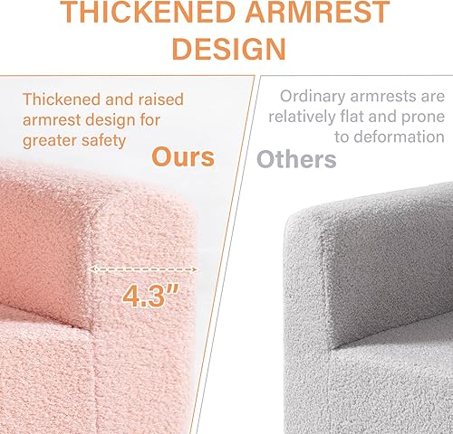 Miniatura 62 de Tiita Silla infantil de felpa para niños, sofá de felpa que brilla en la oscuridad, sofá para niños pequeños con funda lavable, asa de transporte,