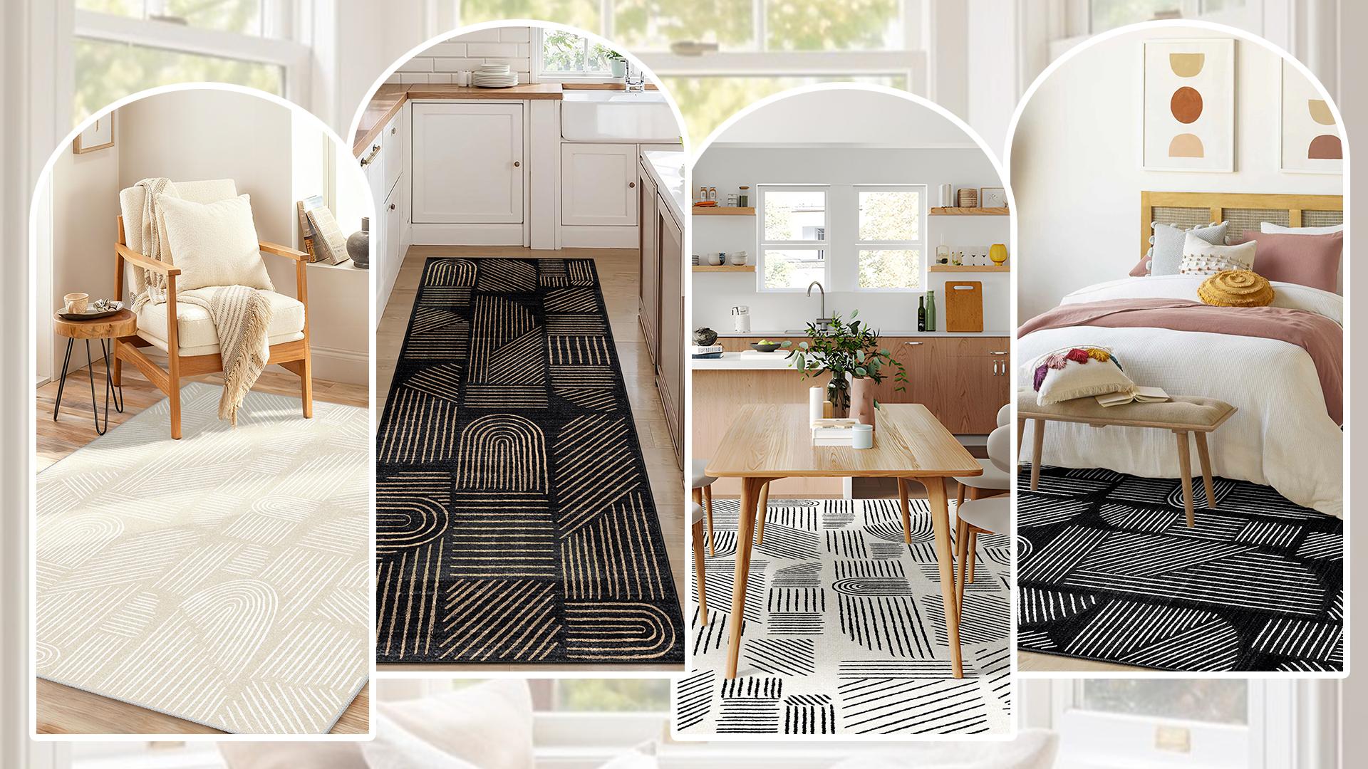 Alfombra lavable MUJOO 2x3 beige y blanca miniatura 7