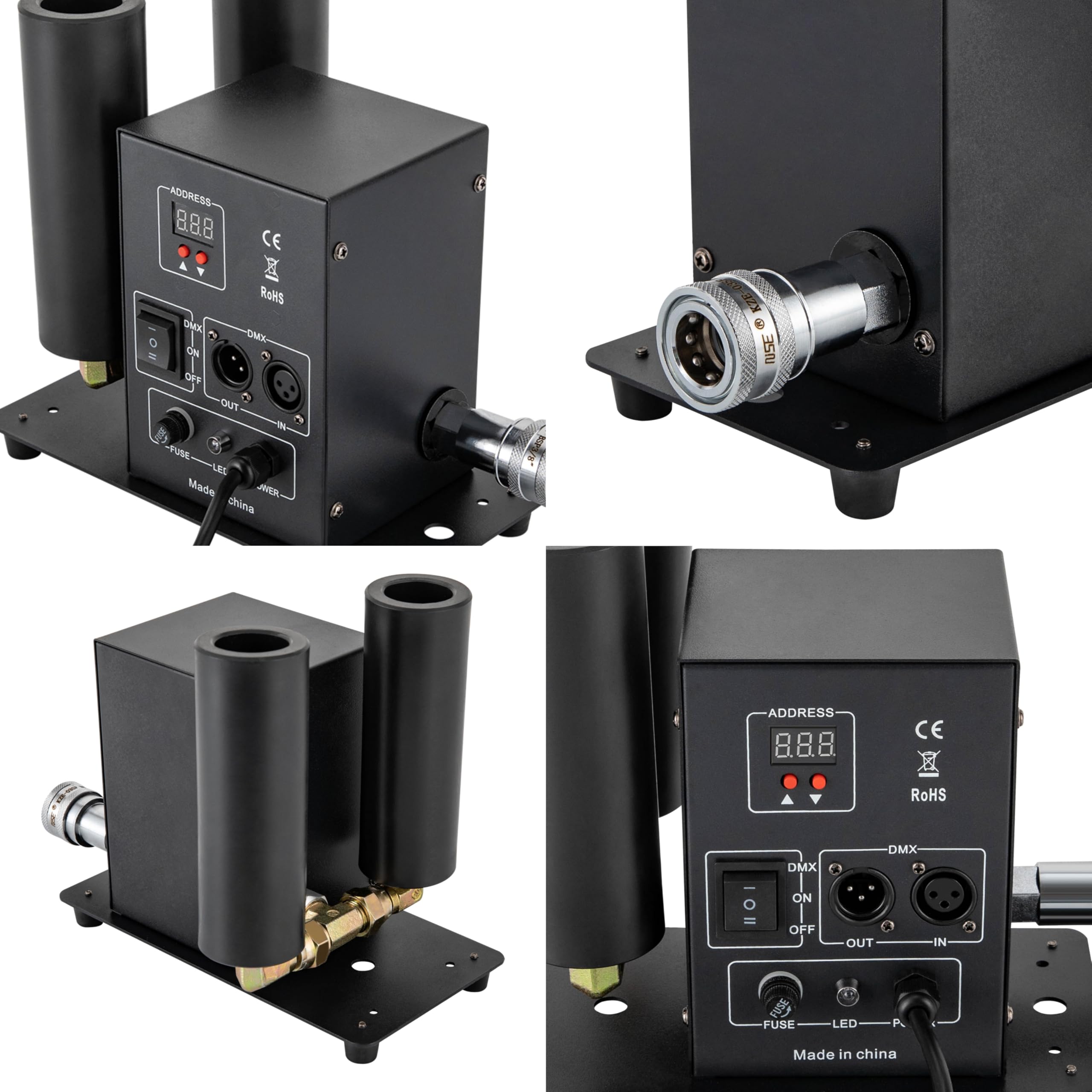Tragbar Nebel Maschine aus Eisen mit 2 Steuerungsmodus (DMX-Modus/Standardmodus), Dual Nozzle Smoke Machines Nebelmaschine mit Display, Verstellbar Düsen Rauchmaschine mit Hochdruckschlauch