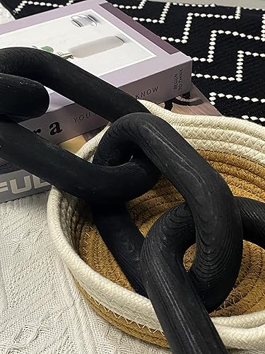 Miniatura 10 de Decoración de eslabones de cadena de madera, decoración estética de habitación de 18.9 pulgadas de largo, cadena de madera de 5 eslabones,