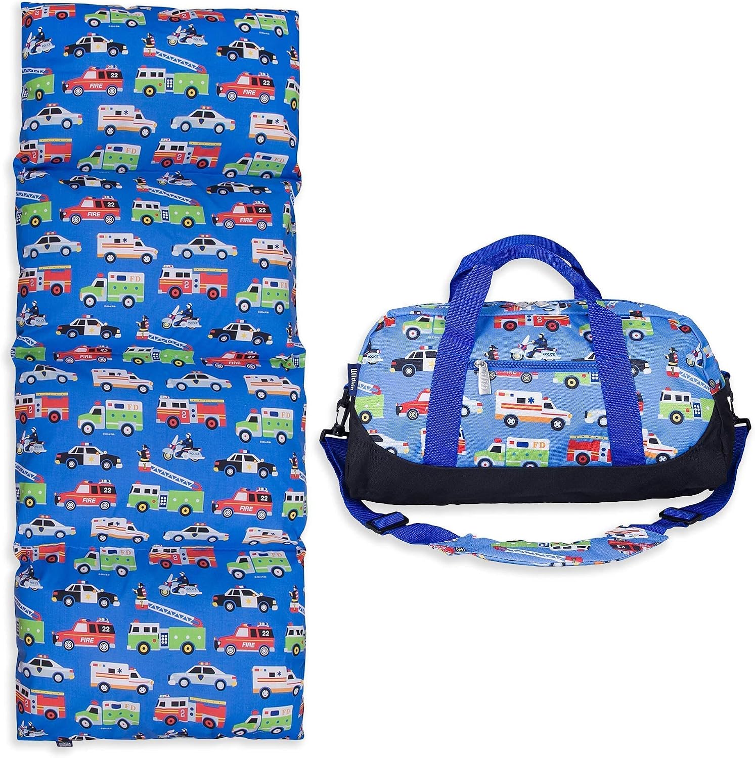 Wildkin Kids Duffel Bag Bundle with Pillow Lounger – School, Travel, Sleepover & Nap Time Set - Heroes