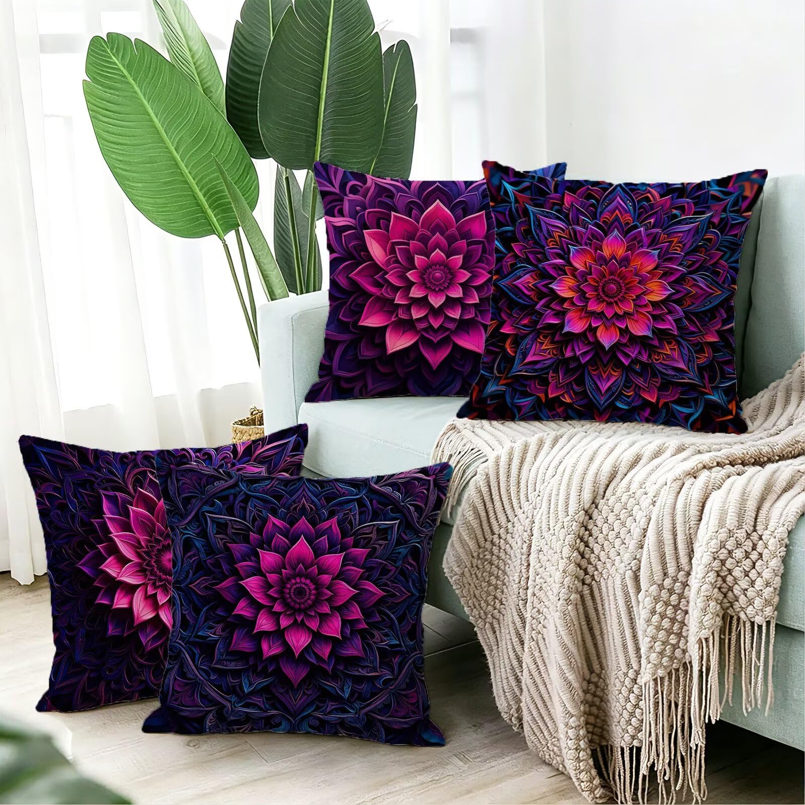 Coussin Exterieur Impermeable Violet, Taie Oreiller 45x45, Cod-301