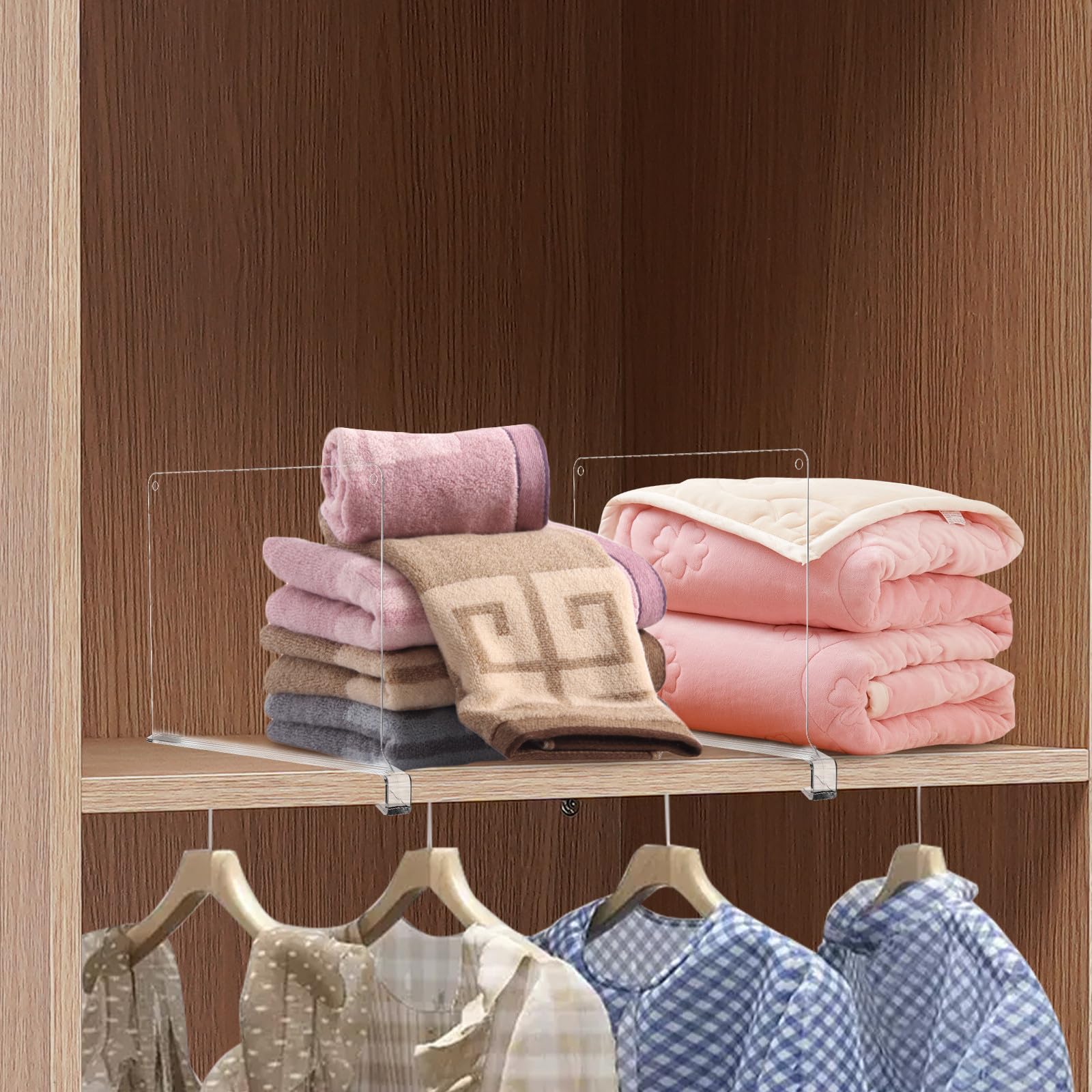 Toddmomy 6 Divisores de Estantes Verticales para Armarios de Cocina en PS, Organizador de Ropa Fácil de Usar sin Instalación, Paquete de 6 Piezas