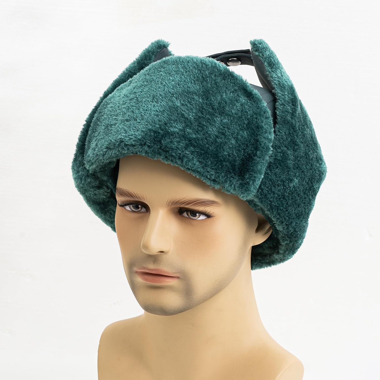 Green Winter Hat for Men Eskimo Aviator Cap Green Fur Hat - Image 5
