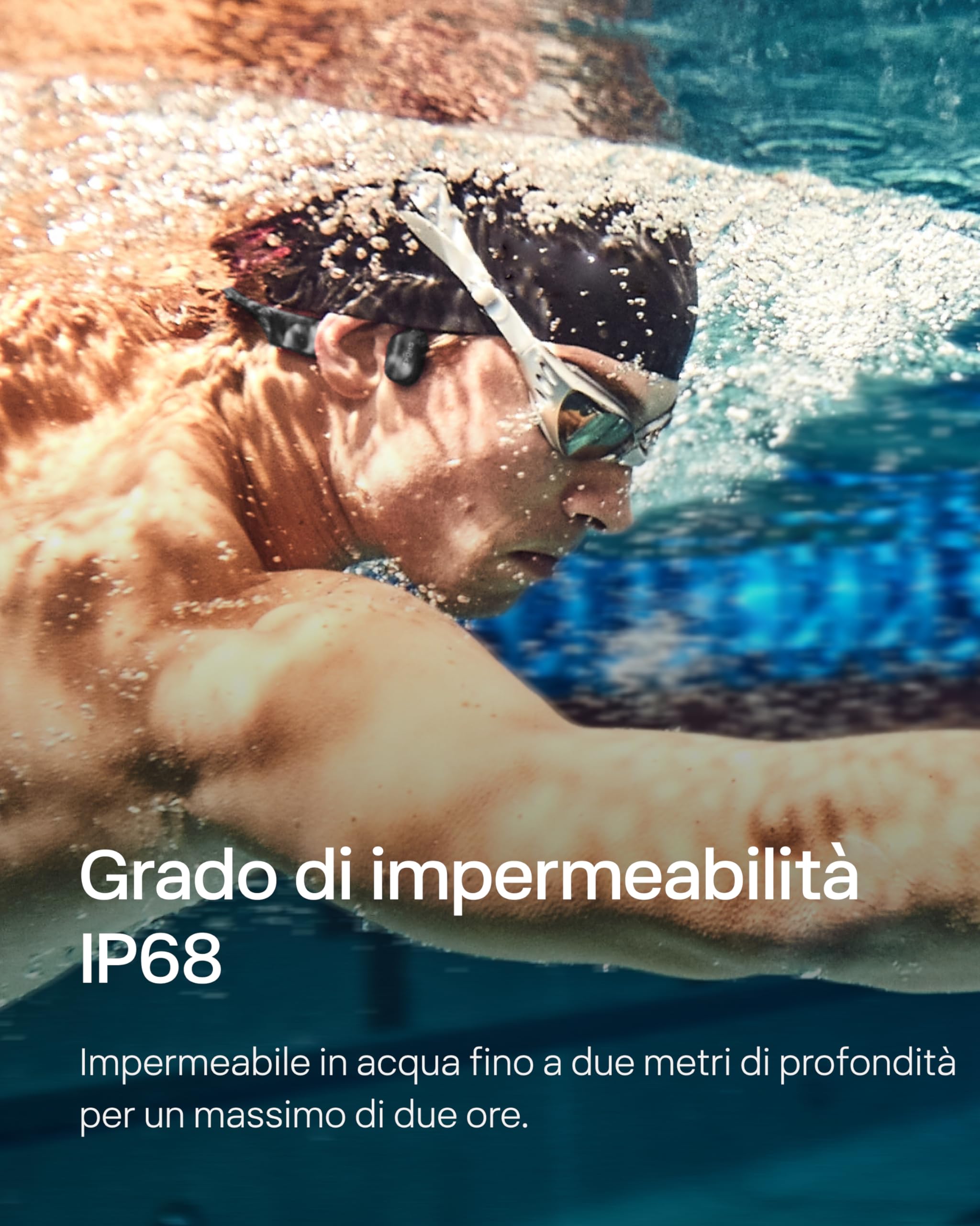 SHOKZ Auricolari OpenSwim a conduzione ossea, lettore MP3 da nuoto impermeabile IP68, auricolari sportivi open-ear con 4 GB di memoria, 8 ore di riproduzione, per nuoto, surf(senza Bluetooth), Nero