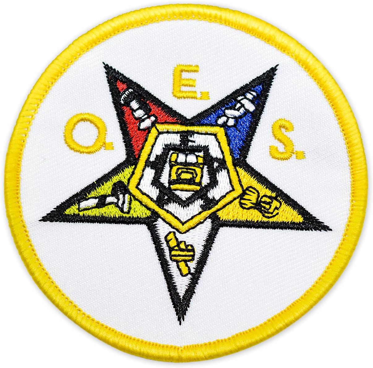Order of The Eastern Star Round Embroidered Masonic Patch - [Multicolored][3'' Diameter]