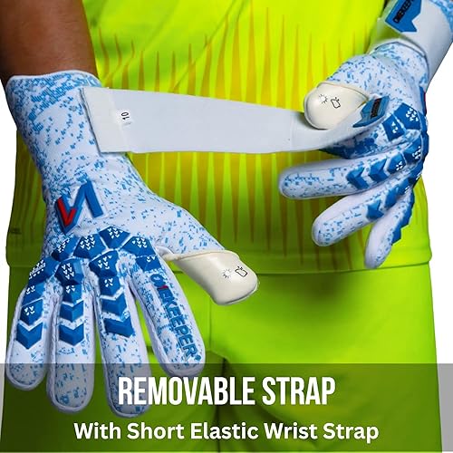 Miniatura 2 de Orion - Guantes de portero de nivel profesional blanco y azul para adultos y jóvenes, guantes de portero de fútbol GK, látex de contacto de 0.138