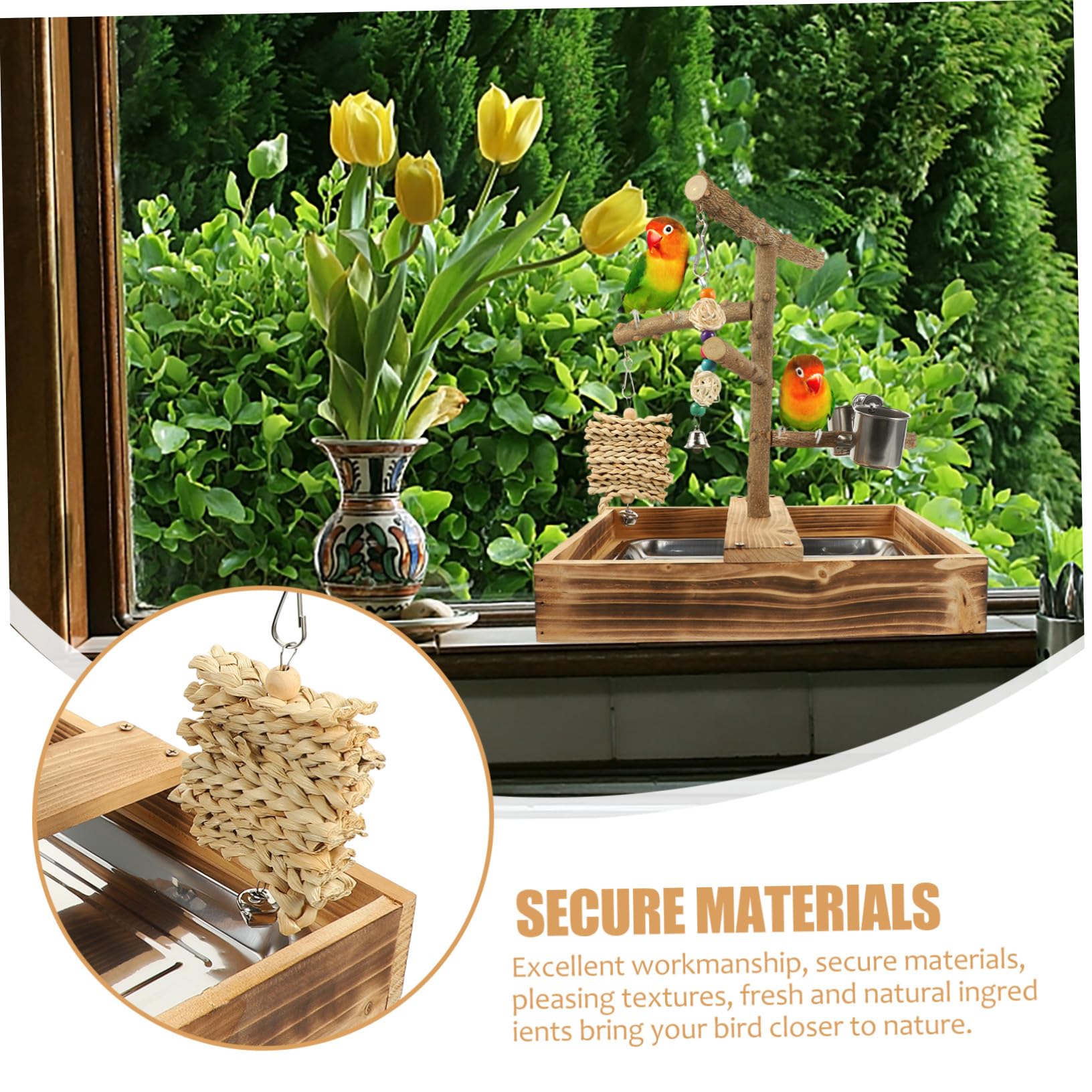 BESTonZON de Entrenamiento Madera para Pájaros Juguete Interactivo para Loros Accesorio para Jaula de Periquitos Soporte de Escritorio Resistente para Cacatúas