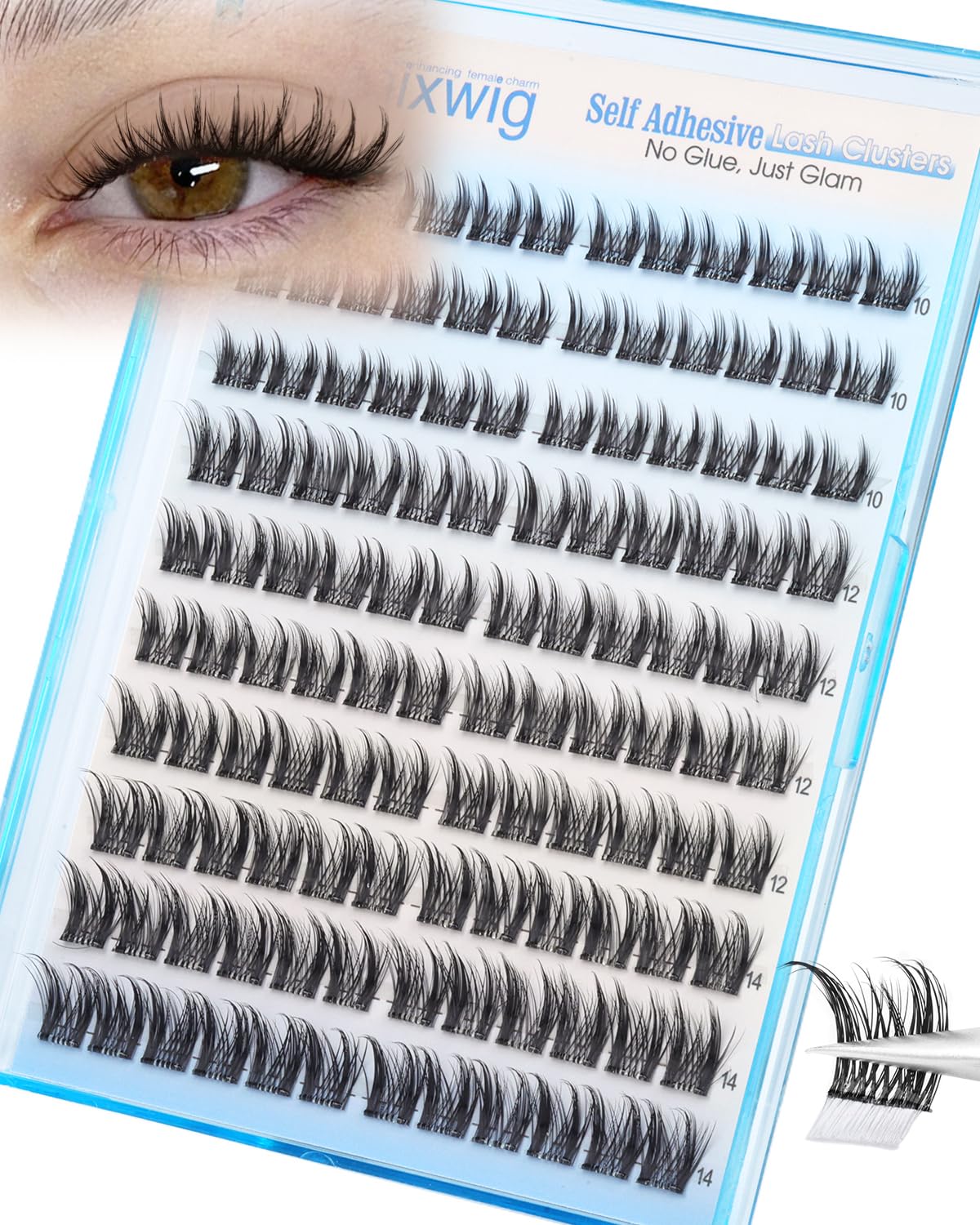 Photo 1 of Self Adhesive Lash Clusters 10-14MM Short Self Adhesive Eyelashes Wispy Eyelash Clusters Pre Glued Manga Cluster Lashes Spiky Natural Individual lashes CD Curly Press On Lashes by Lvmixwig