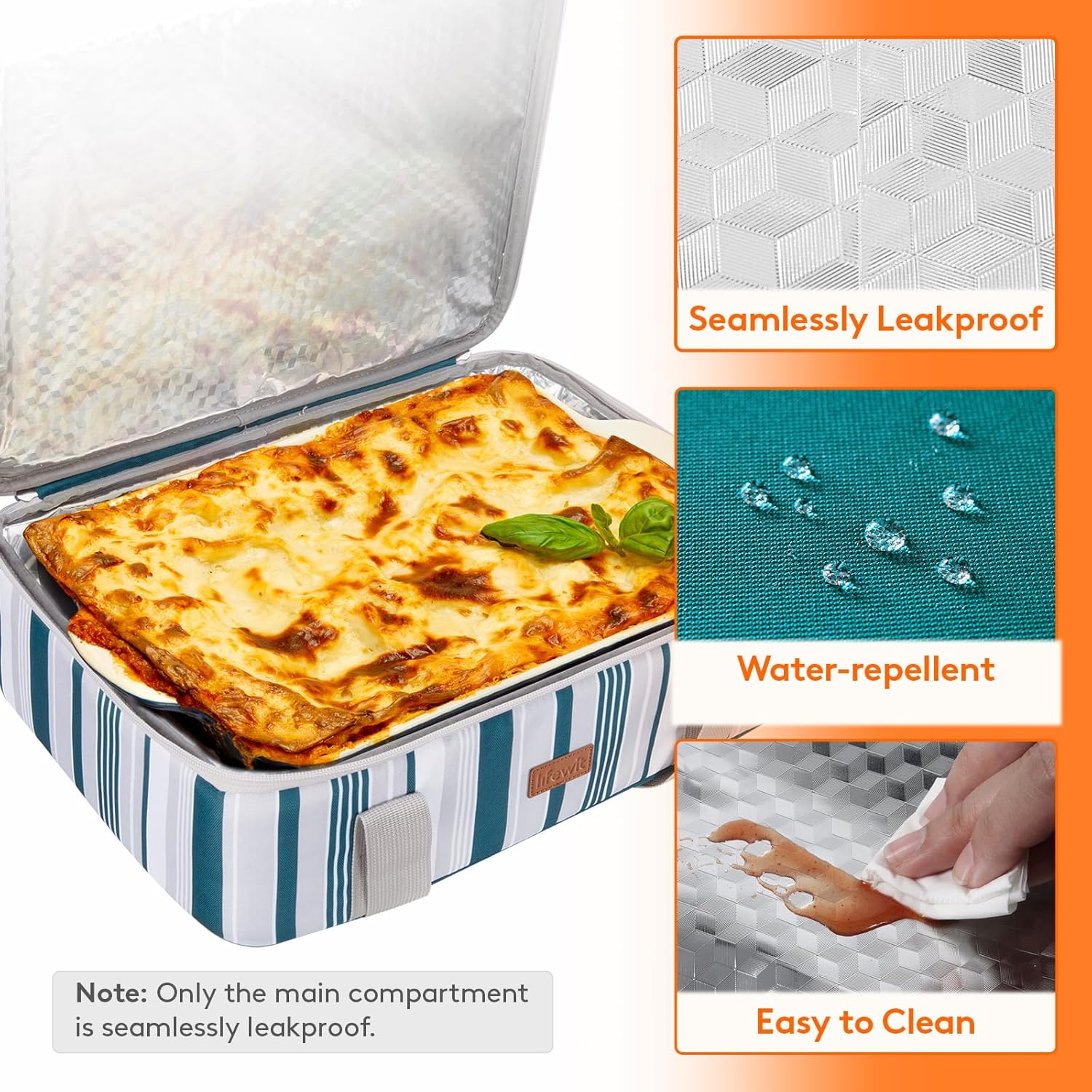 Lifewit Insulated Single Decker Casserole Carrier for Hot or Cold Food, Casserole Dish Carrying Case, Lasagna Holder for Potluck Parties, Picnic and Cookouts, Fits 9"x13" Baking Dish, Green - Image 4