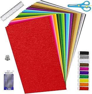 40 Pcs Felt Sheets 12" x 8" (20cmx30cm) 40 Colors Stiff Felt Fabric Set Assorted Color Hard Felt Craft Felt for Kids School DIY Crafts Patchwork Embroidery Sewing Crafting Decorative Project